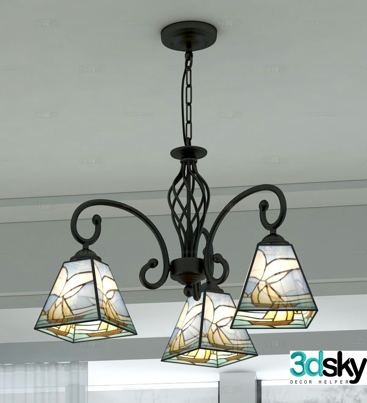 French chandelier multi-head chandelier 3d model