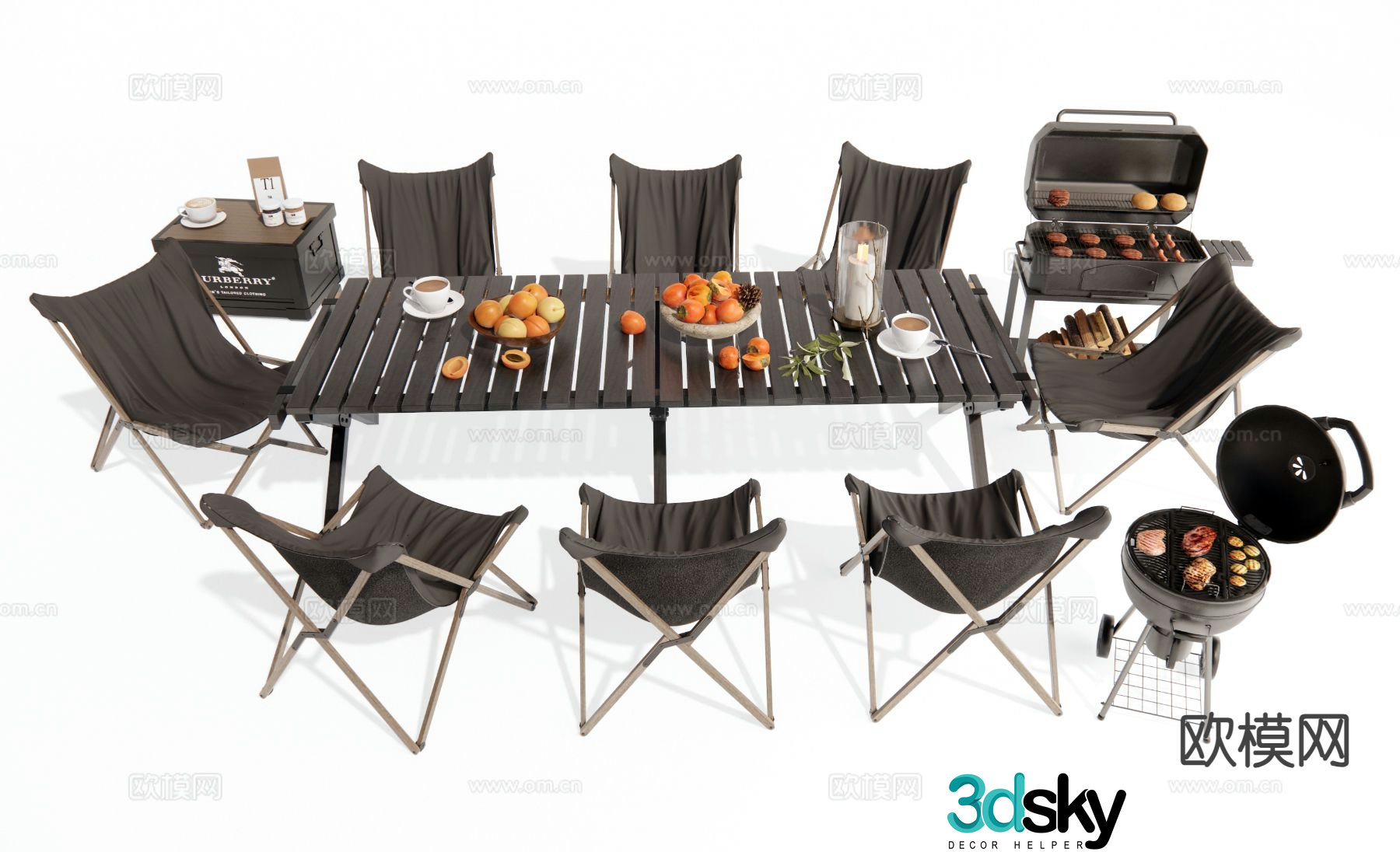Modern outdoor table and chairs camping table and chairs 3d model