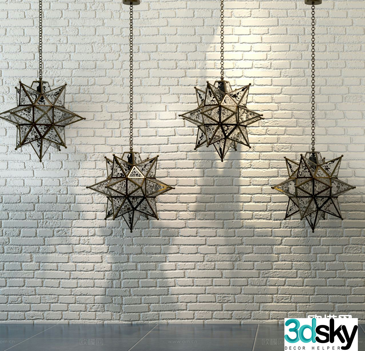 Industrial style chandelier star chandelier 3d model