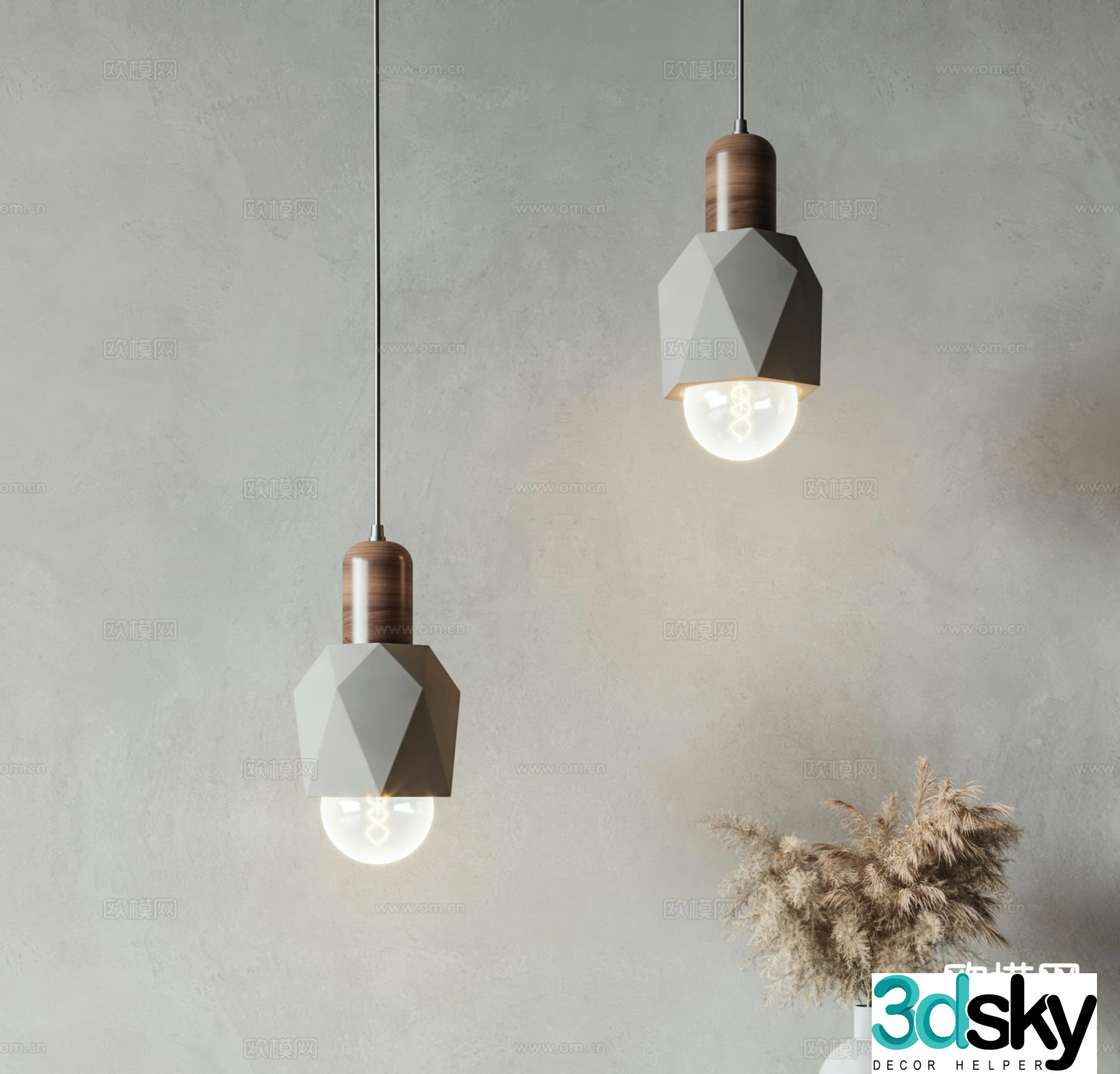 Wabi-sabi chandelier single head chandelier bedside chandelier 3d model