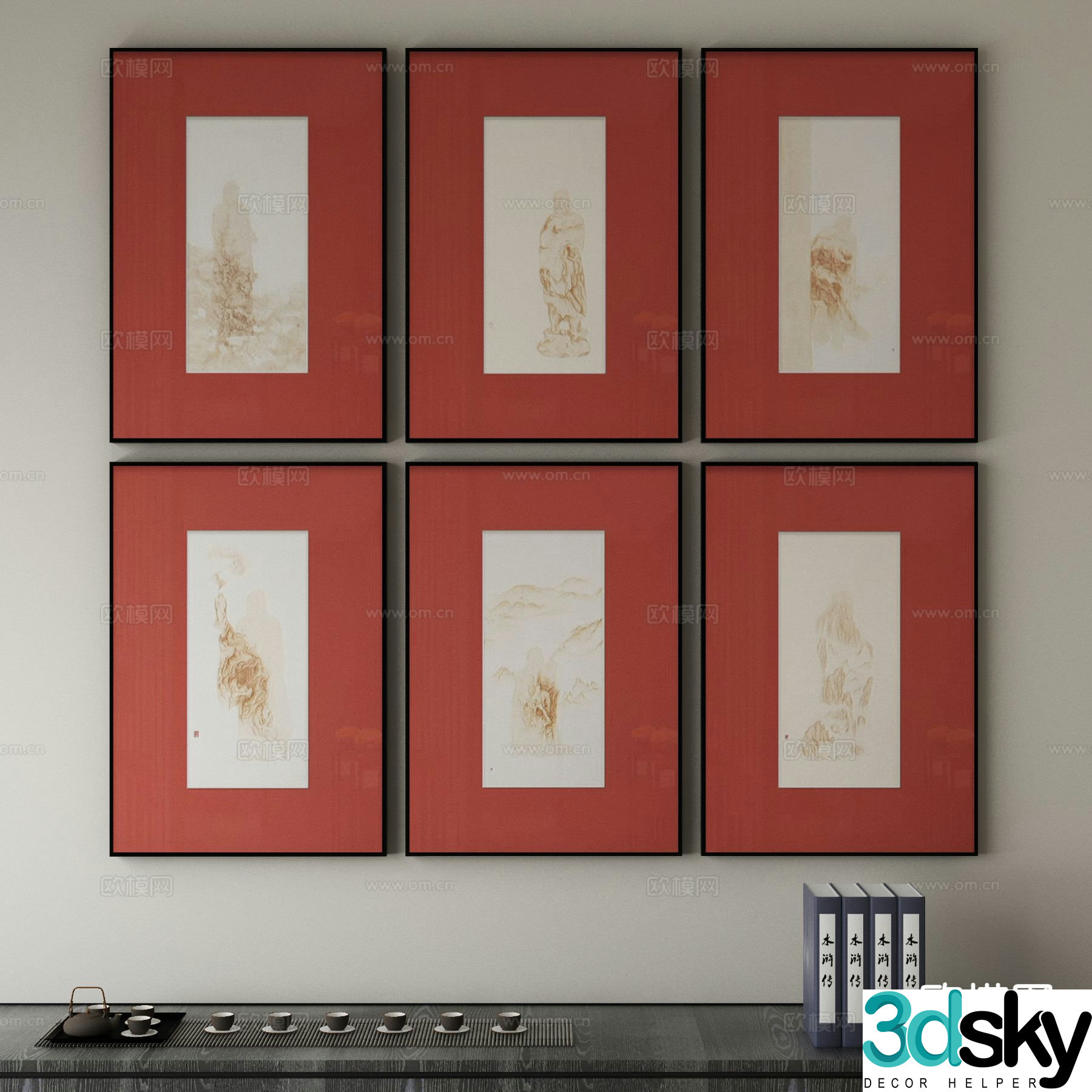 New Chinese style ink painting art painting decorative painting 3d model