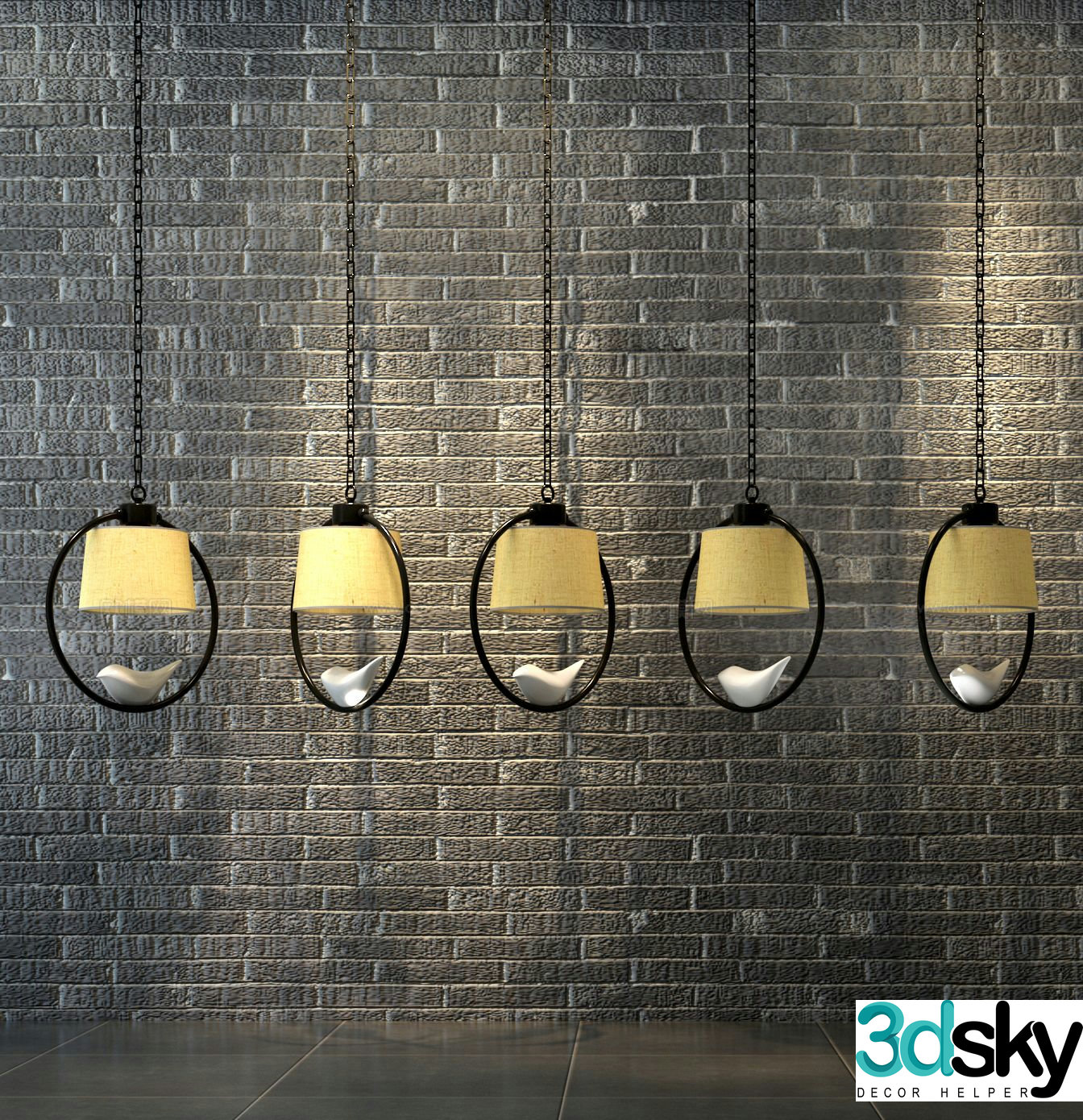 New Chinese style chandelier bird chandelier 3d model