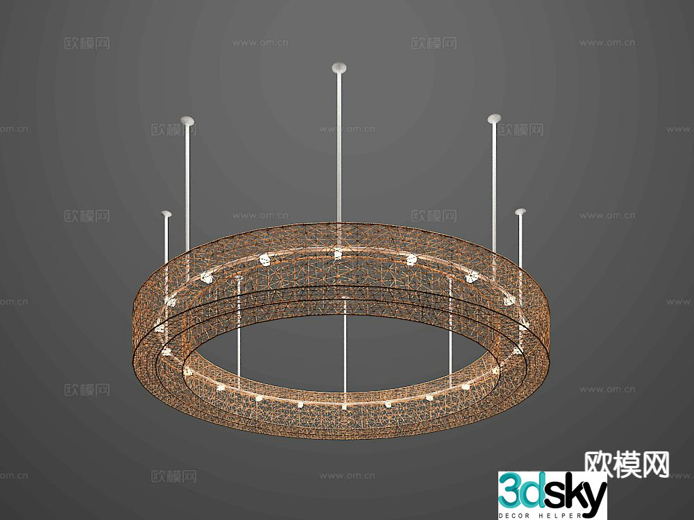 Light luxury chandelier ring chandelier 3d model