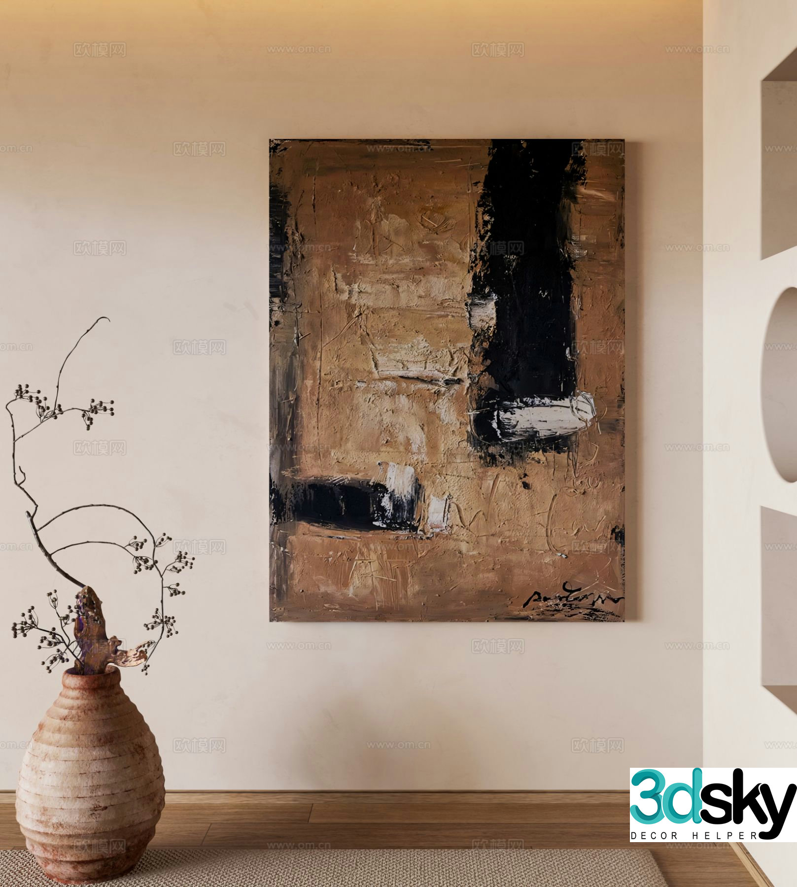 Wabi-sabi style frameless painting decorative painting texture painting 3D model