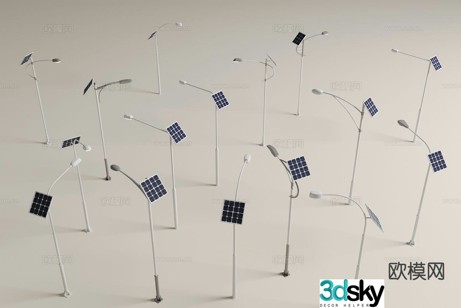 Modern solar street light outdoor light solar garden light 3d model