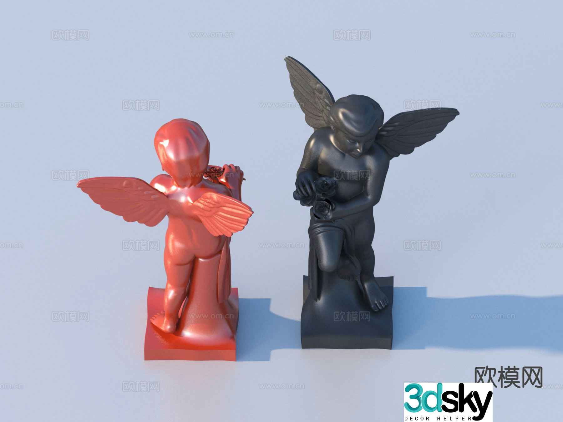 European-style little angel sculpture 3D model