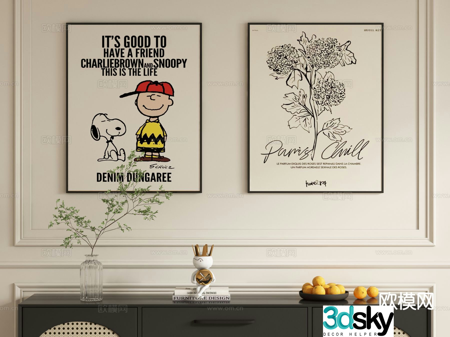 Decorative painting art painting hanging painting 3d model
