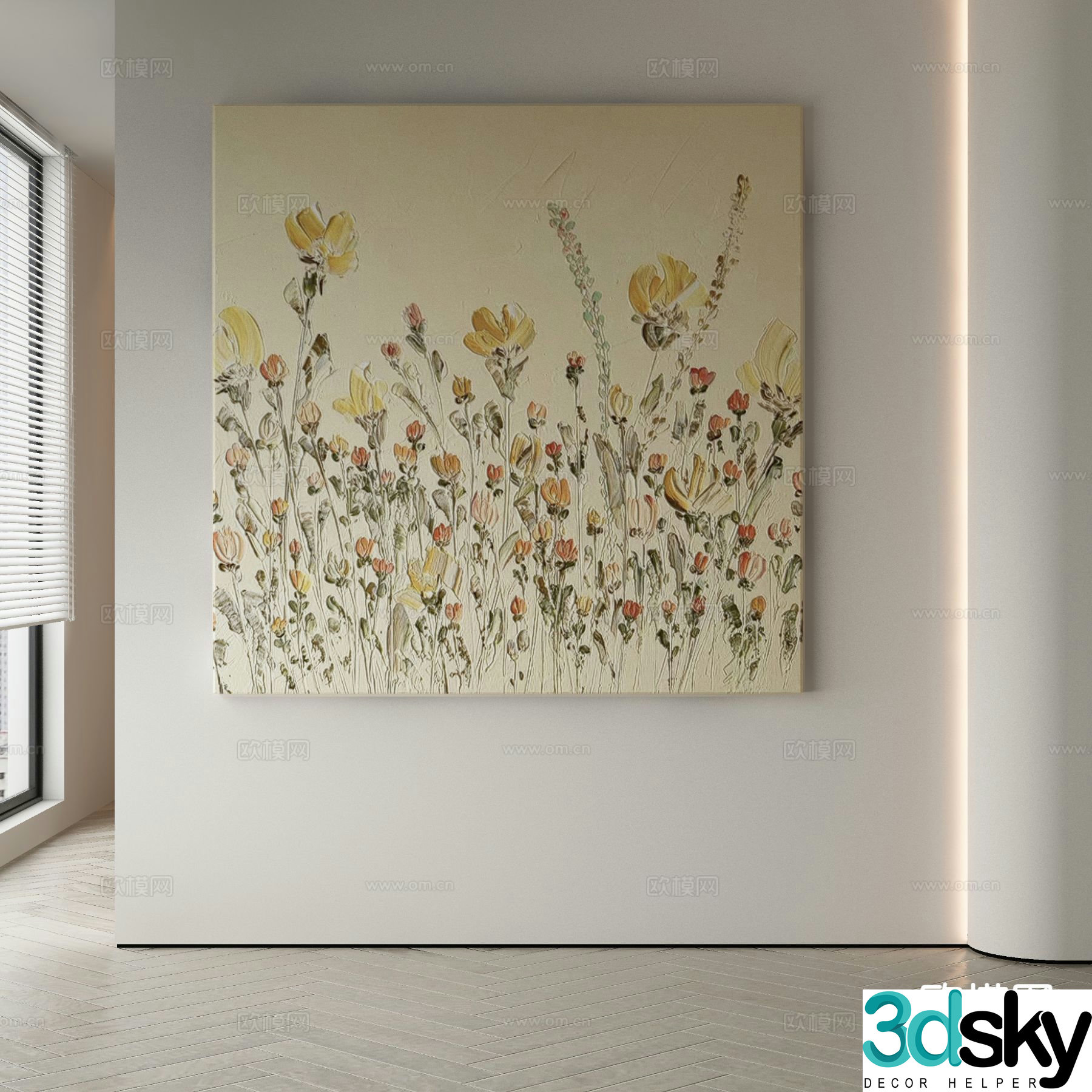 Decorative painting texture painting floral hanging painting 3D model