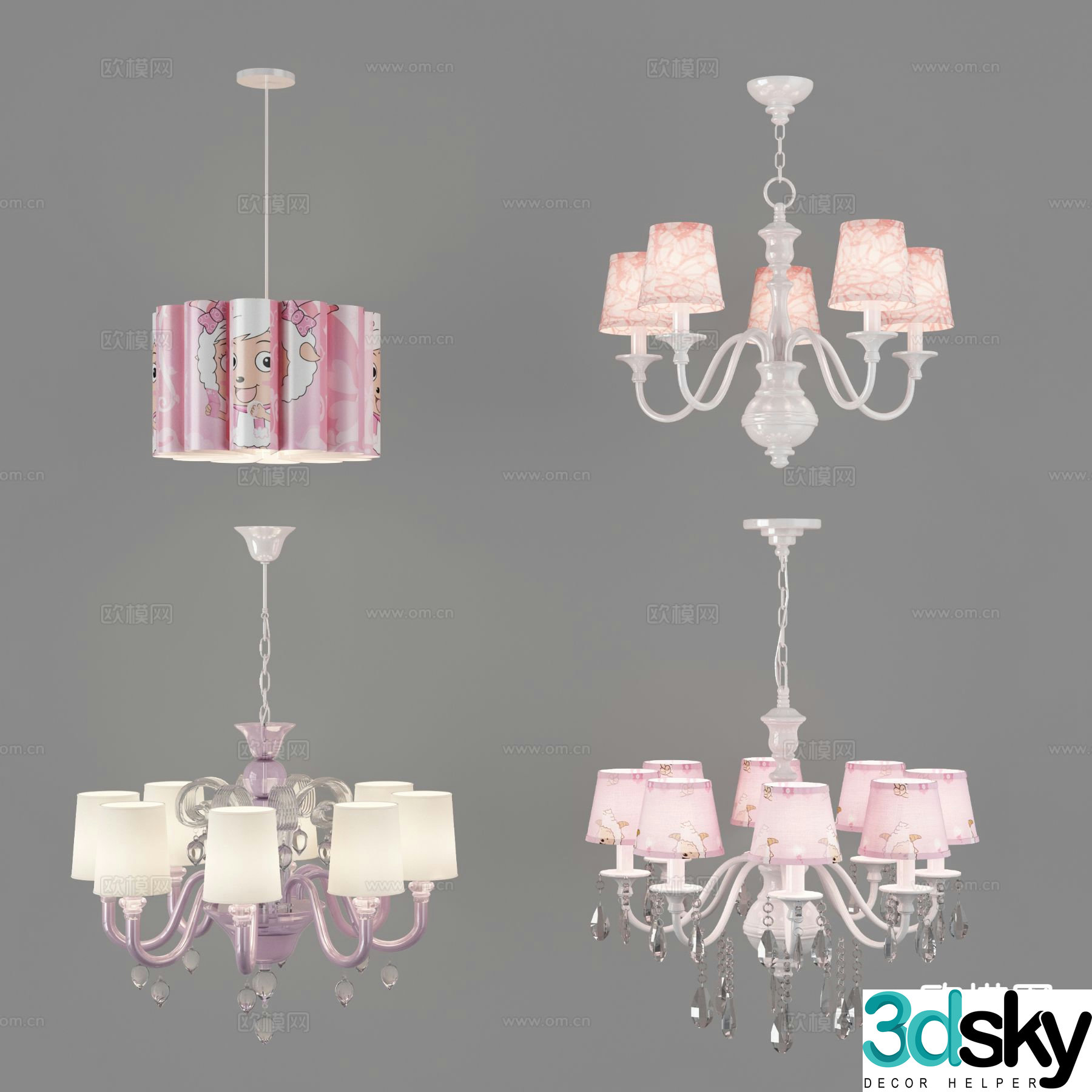 European style chandelier hall chandelier 3d model