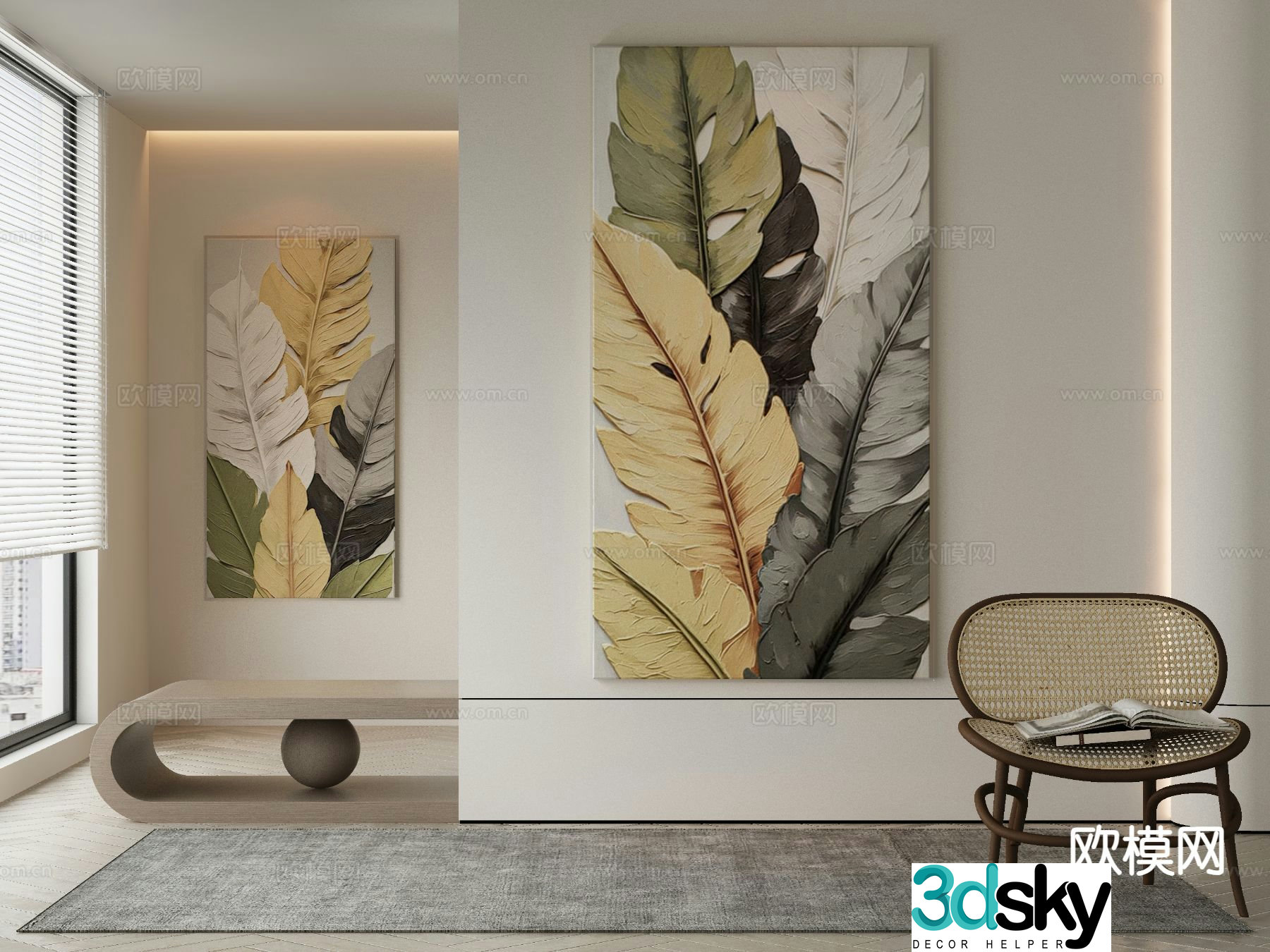 Wabi-sabi art painting plant painting decorative painting 3D model