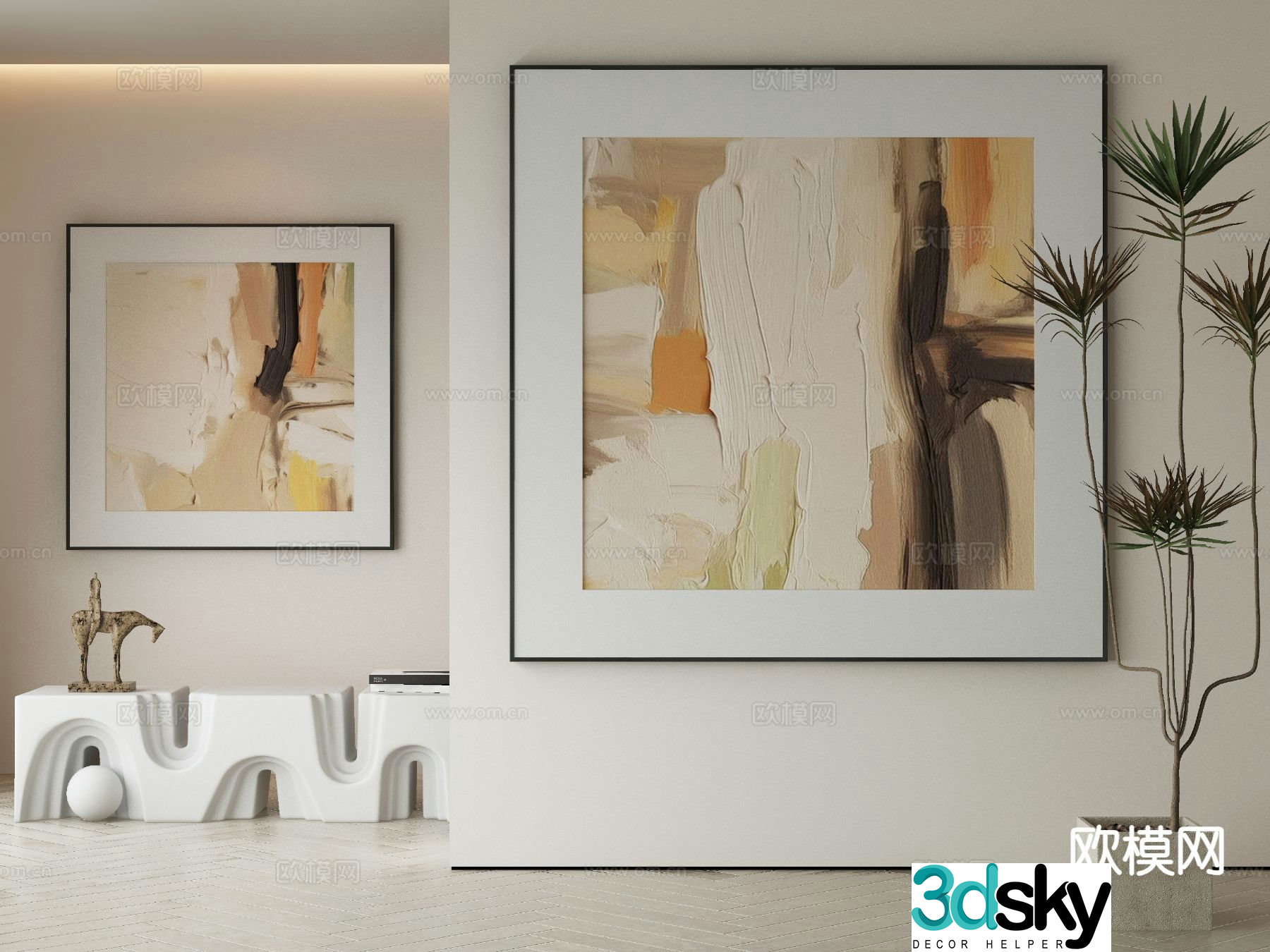 Wabi-sabi art painting texture painting decorative painting 3d model
