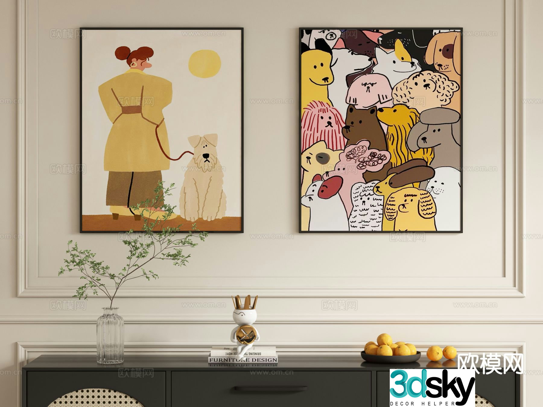 Decorative painting cartoon painting hanging painting 3d model