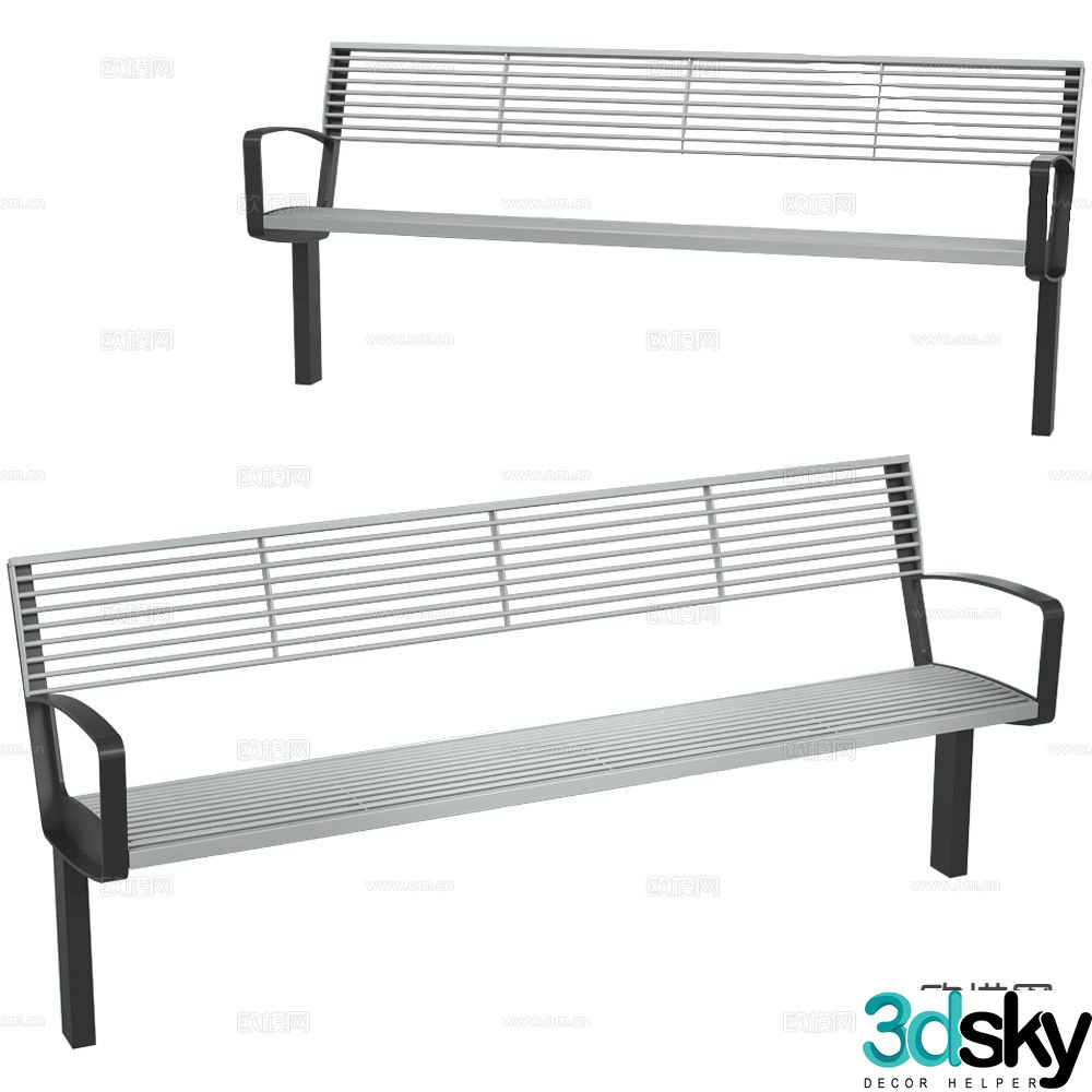 MmcitÃ© outdoor chair park chair public seat 3d model