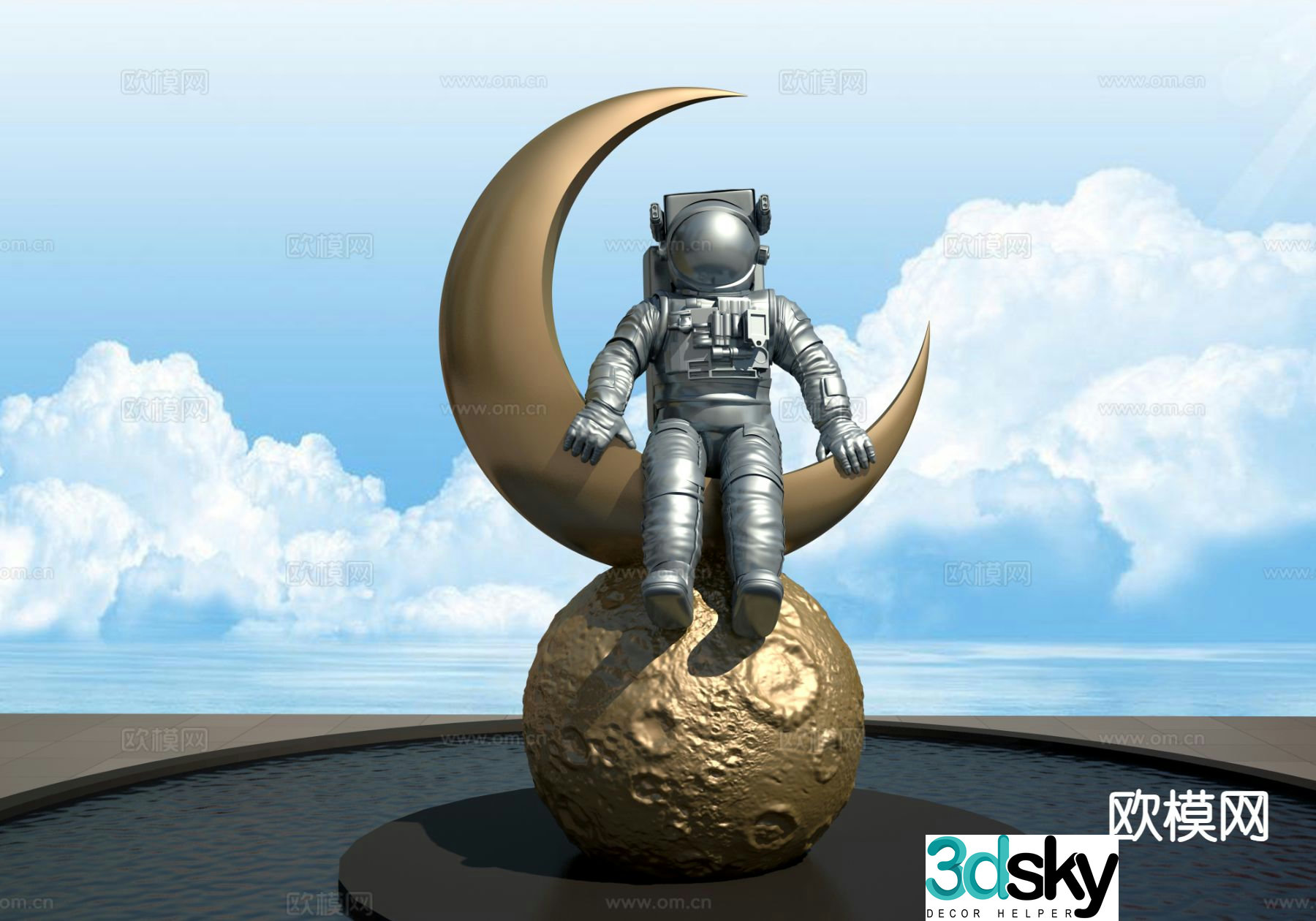 Astronaut sculpture landscape 3d model