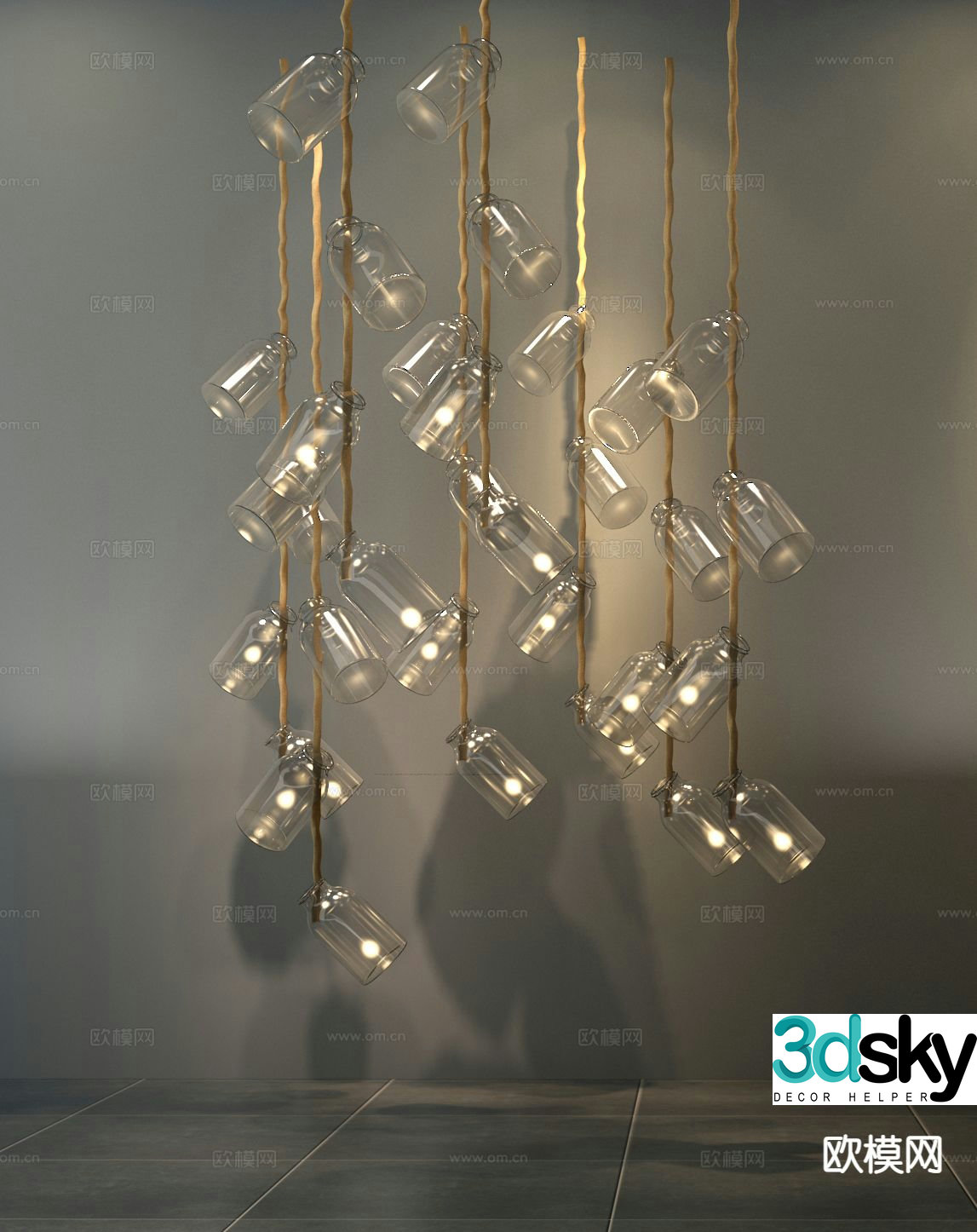 Creative decorative lamp glass bottle decorative lamp 3d model