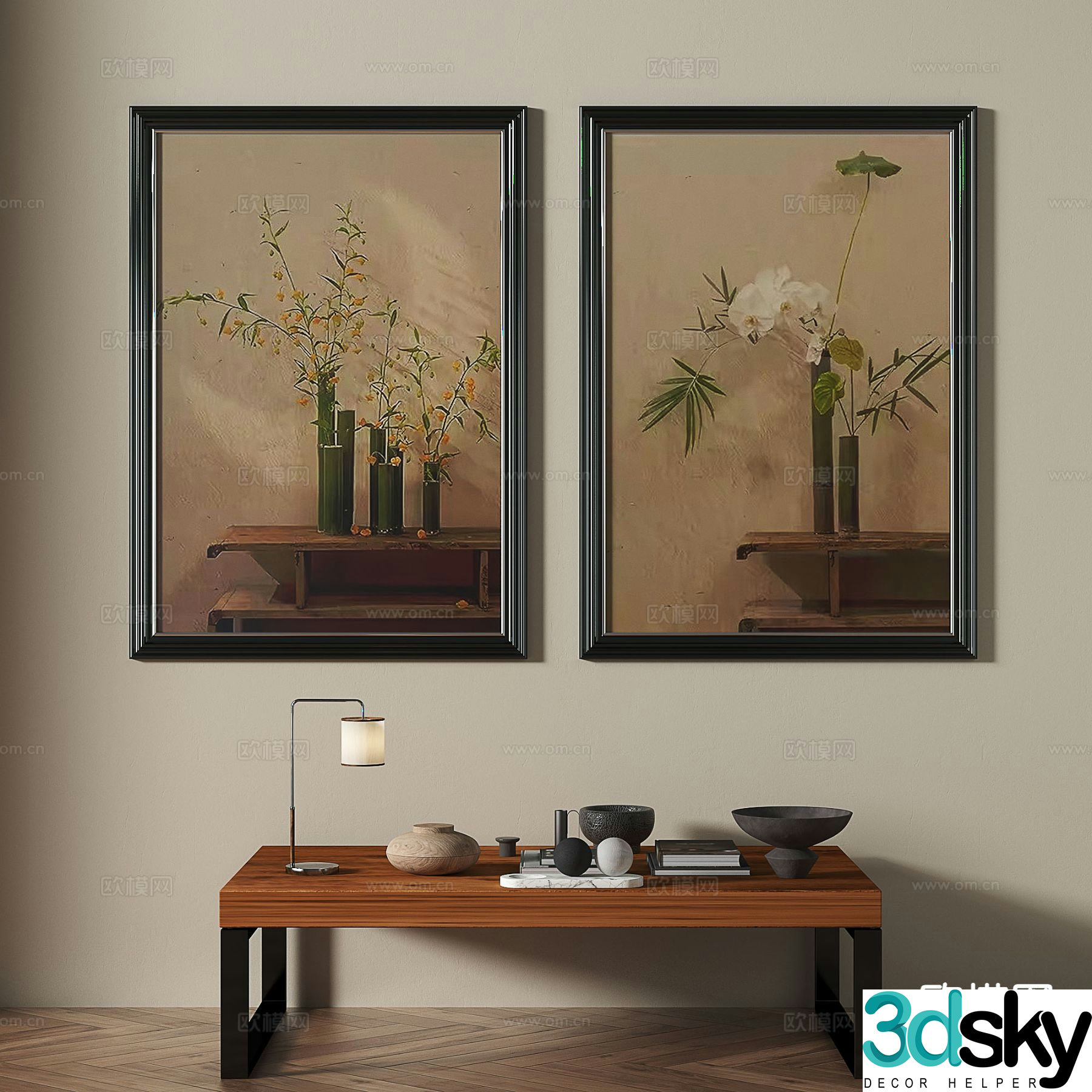French retro painting real-life painting decorative painting 3D model