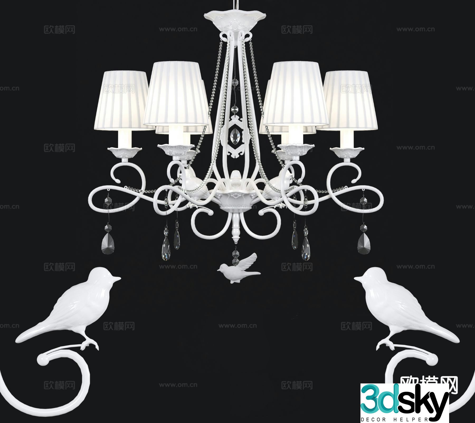 European style chandelier hall chandelier 3d model