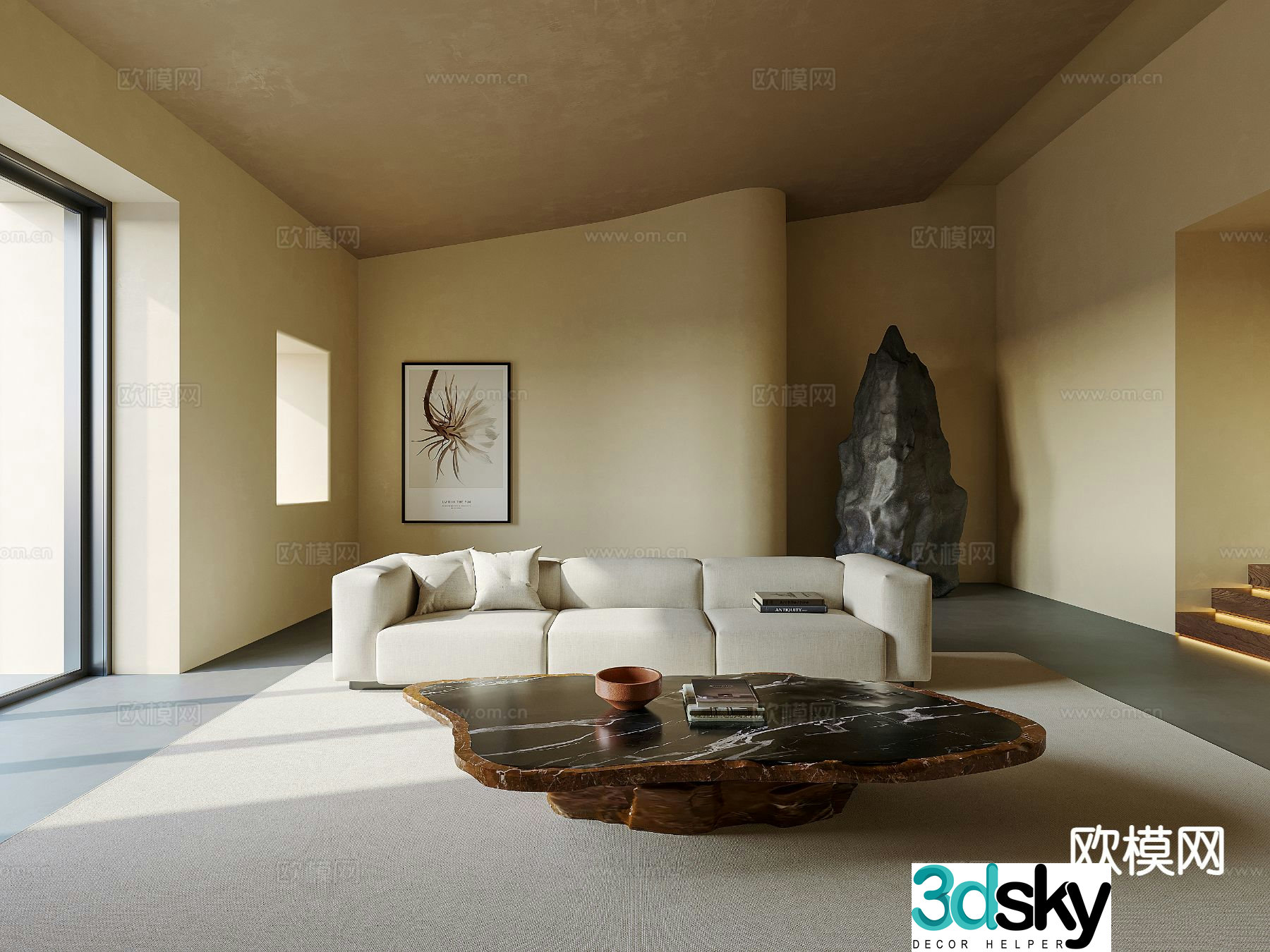 Wabi-sabi living room 3d model