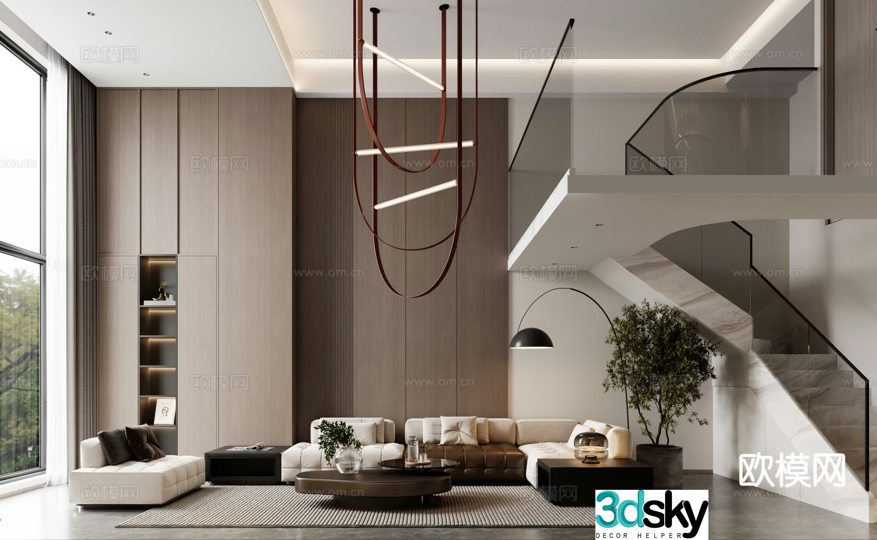 Modern villa guest dining room 3D model