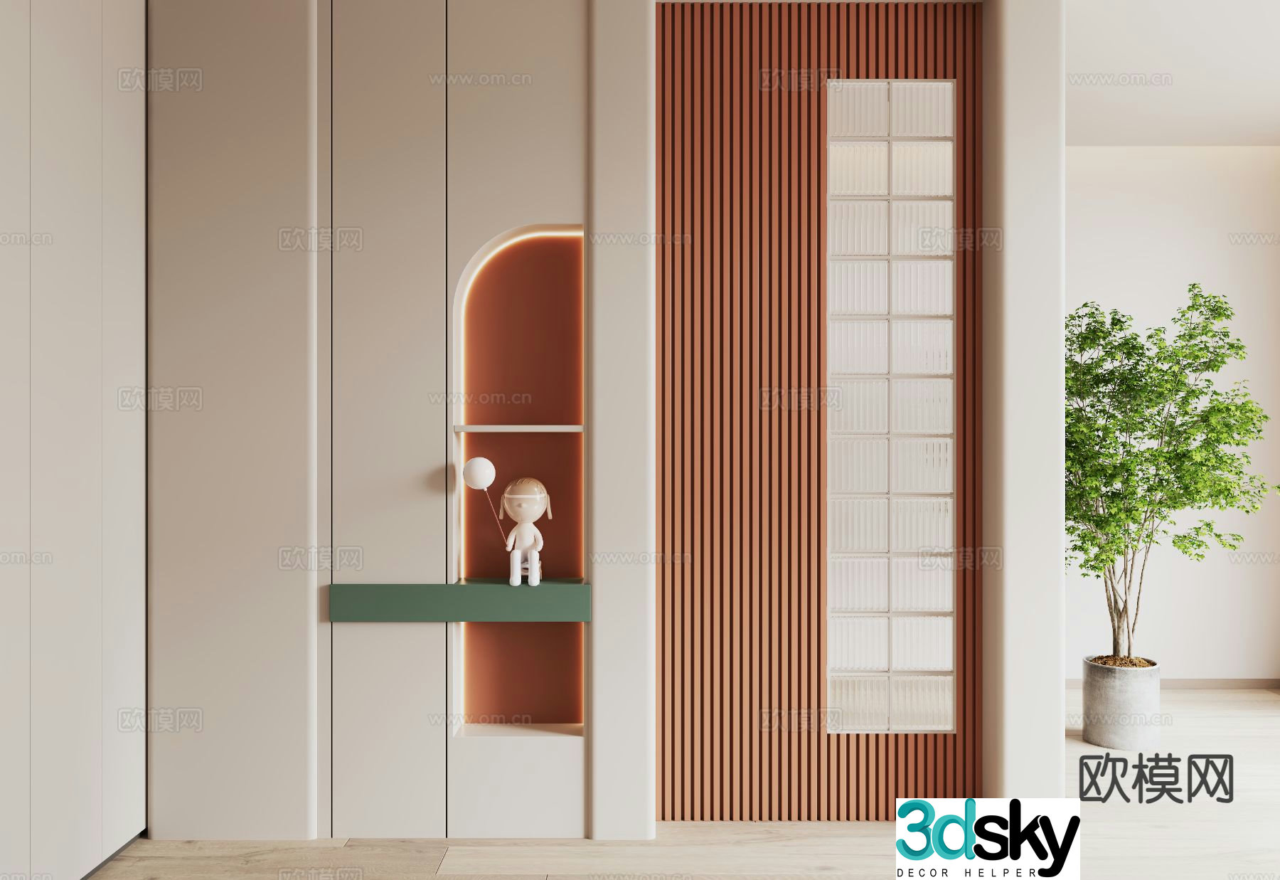Modern entryway shoe cabinet 3D model