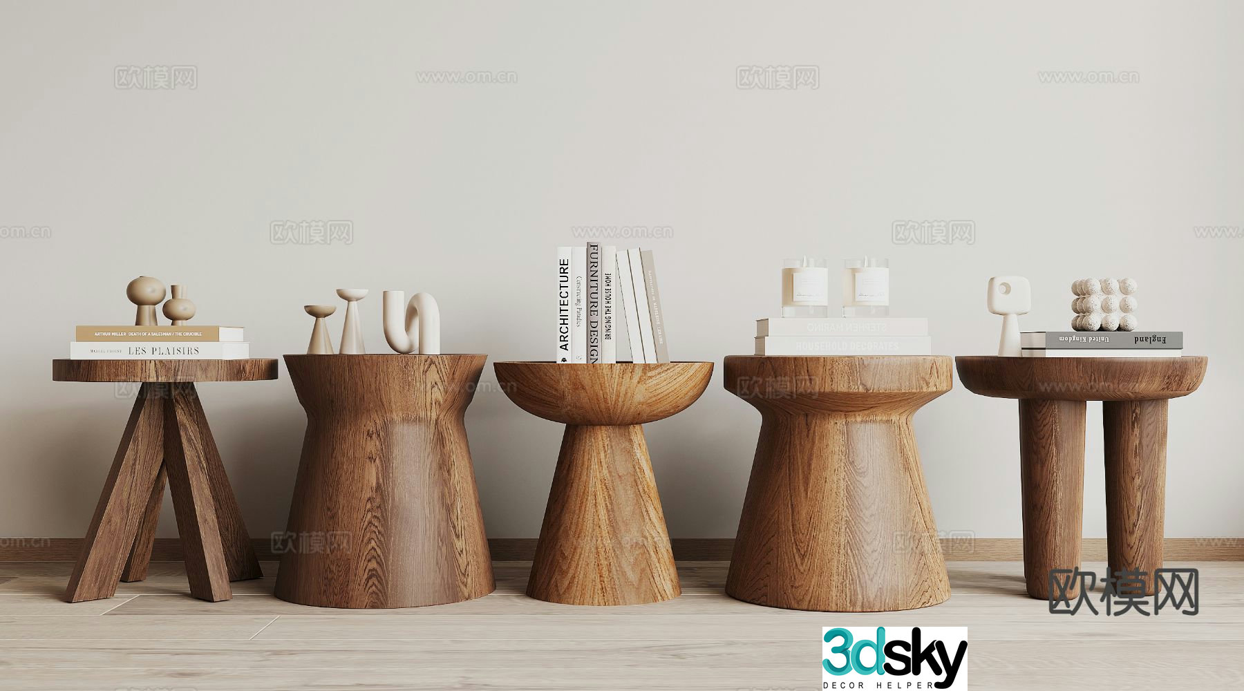 Medieval style round table side table table table 3D model