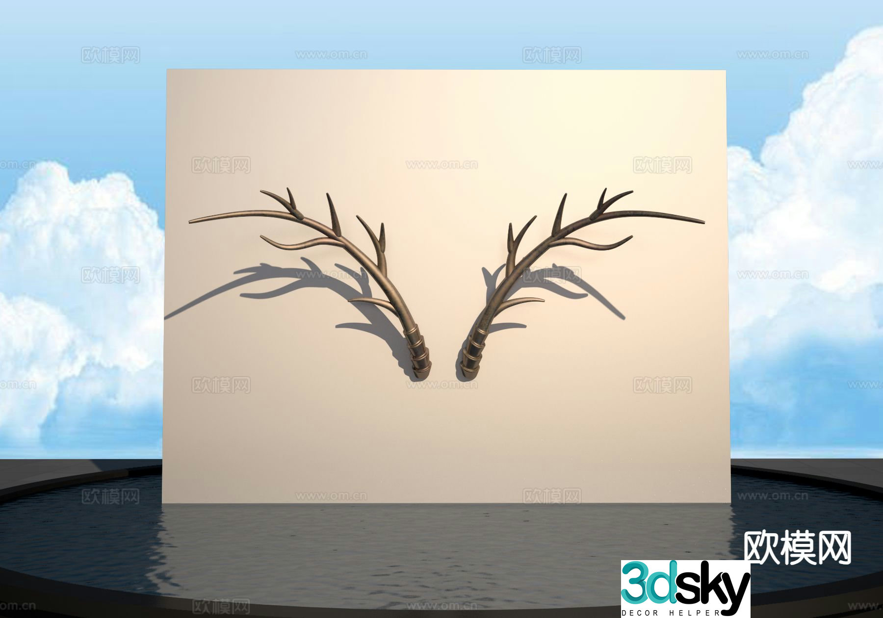 Antler sculpture square sculpture 3d model