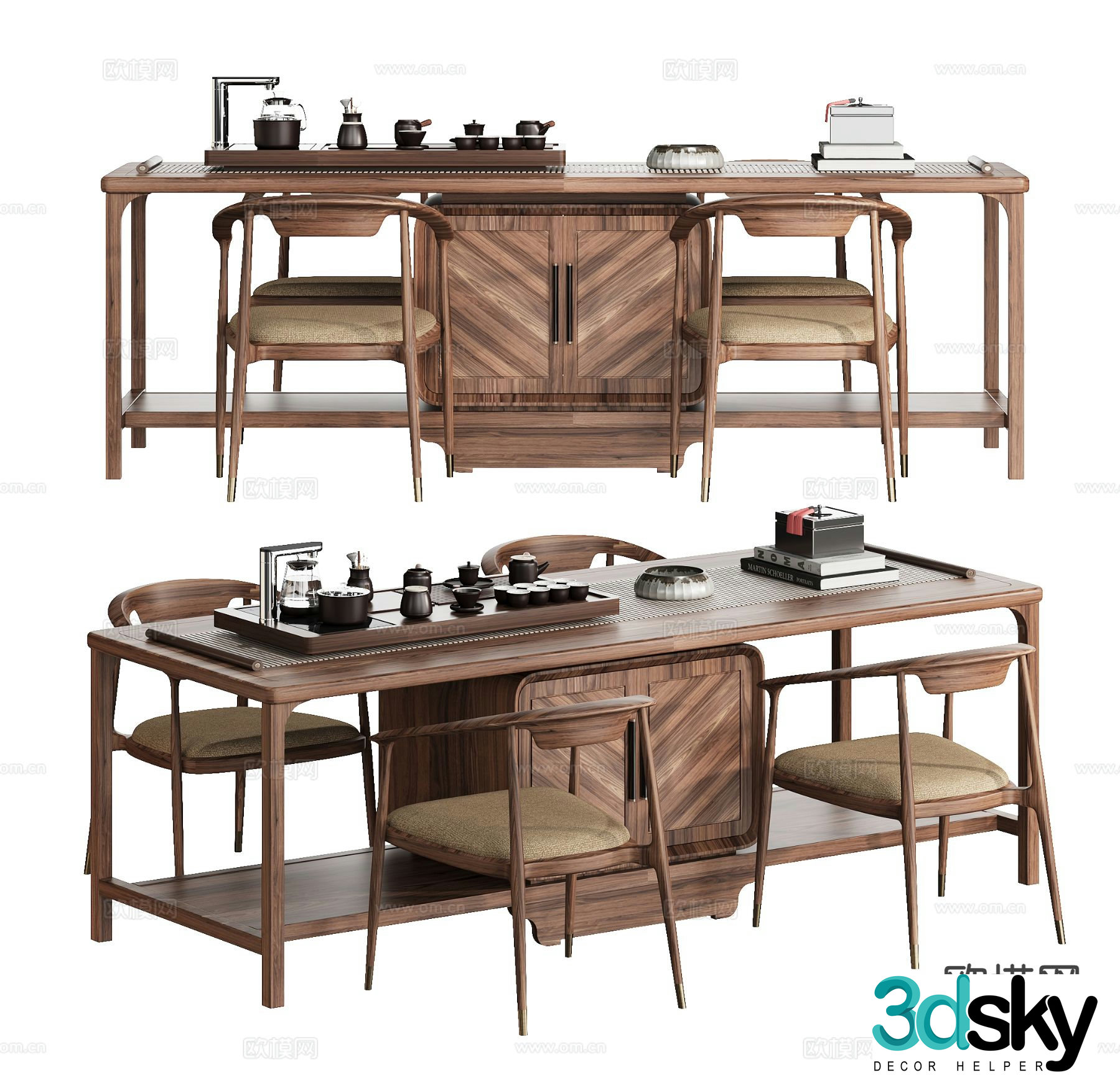 New Chinese style tea table tea table 3d model