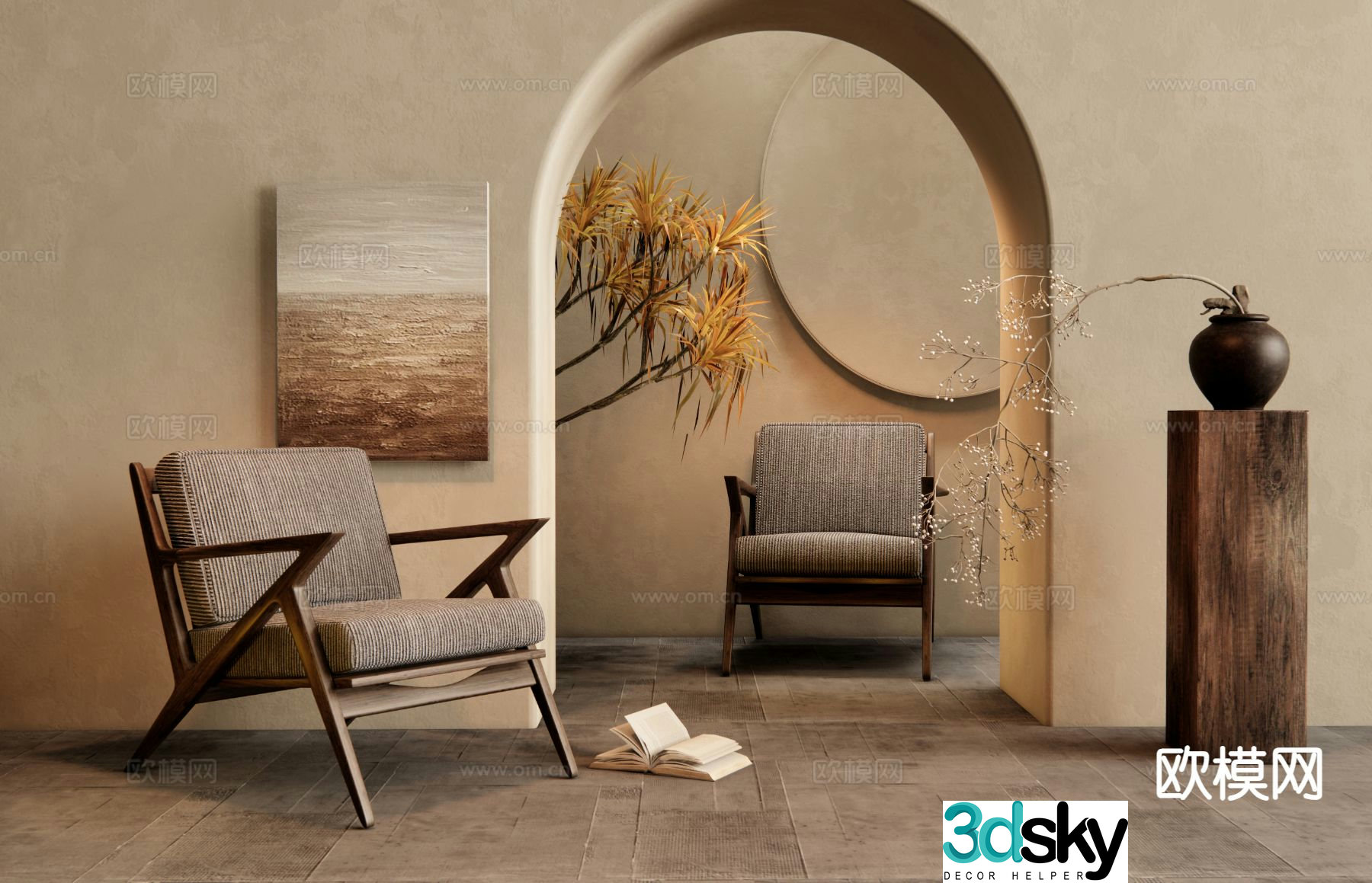 wabi-sabi chair leisure chair armchair 3d model