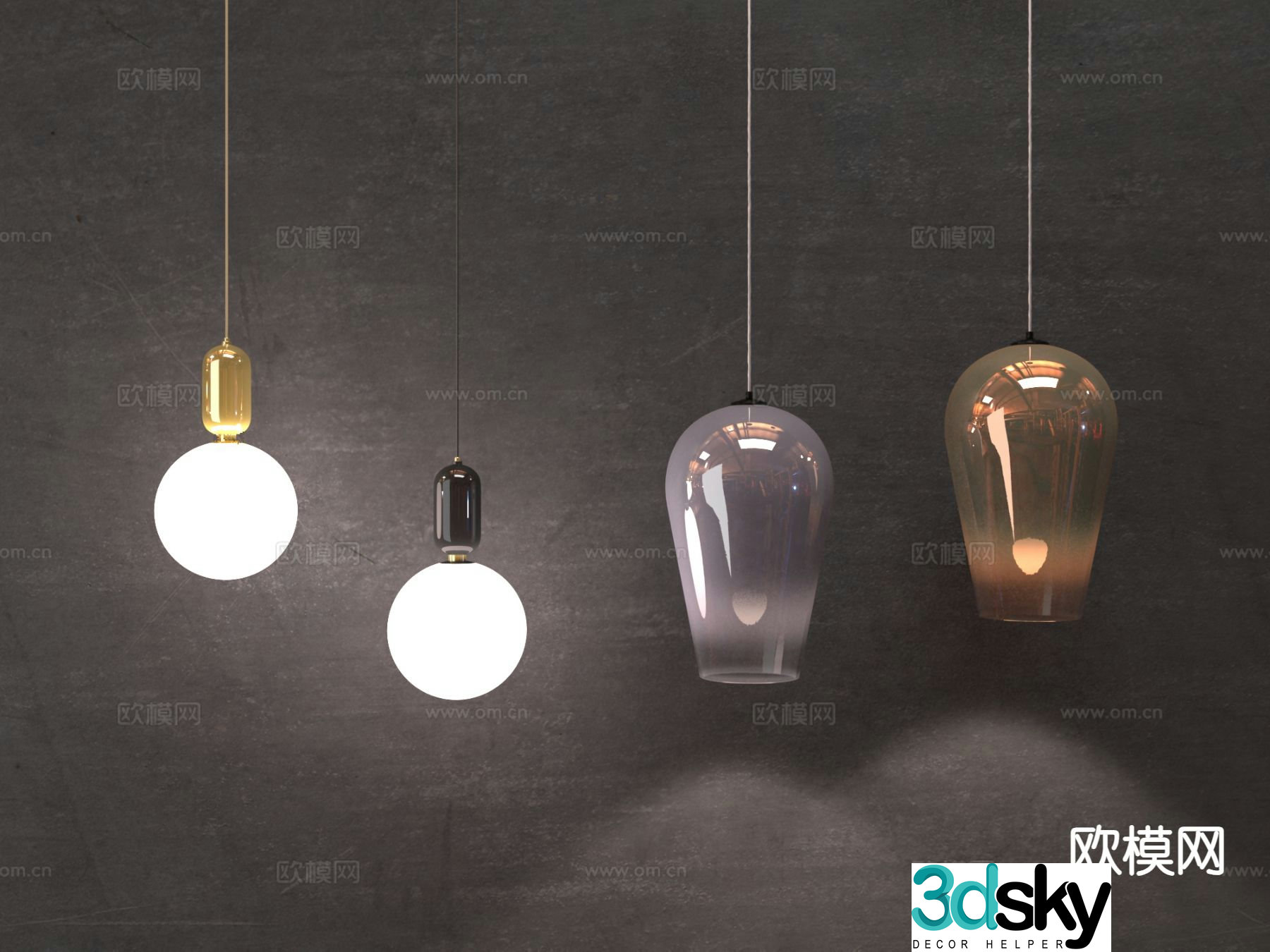 Modern glass ball chandelier 3d model