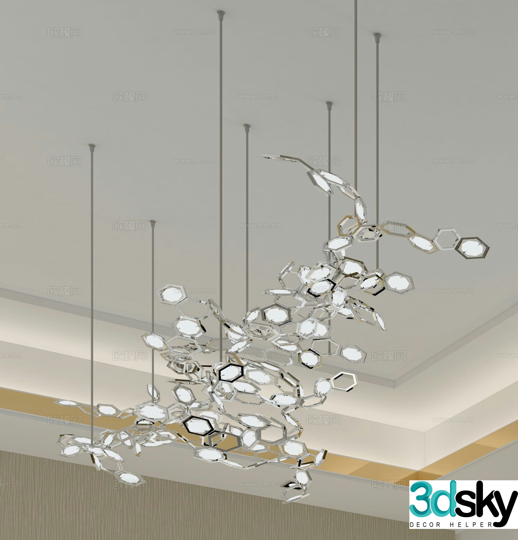 Light luxury chandelier restaurant chandelier 3d model
