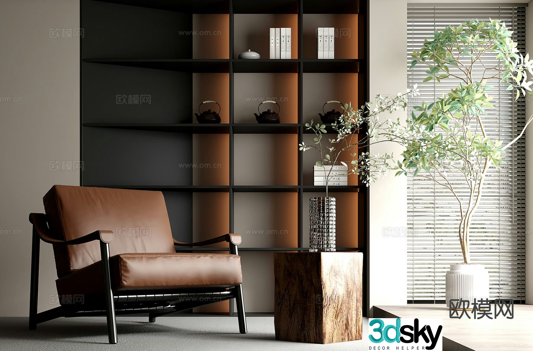 Italian style chair leisure chair 3d model