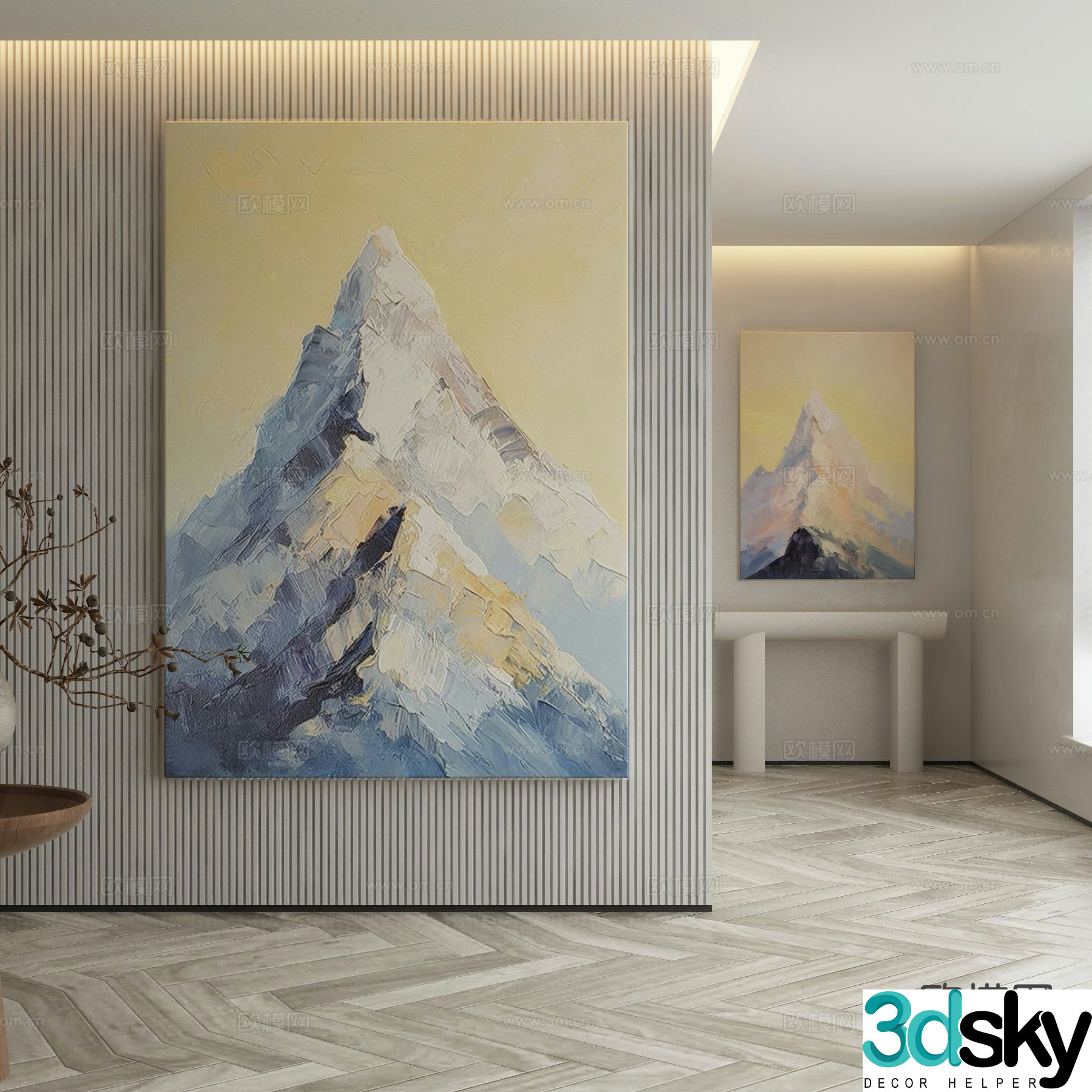 Wabi-sabi oil painting landscape painting decorative painting 3d model