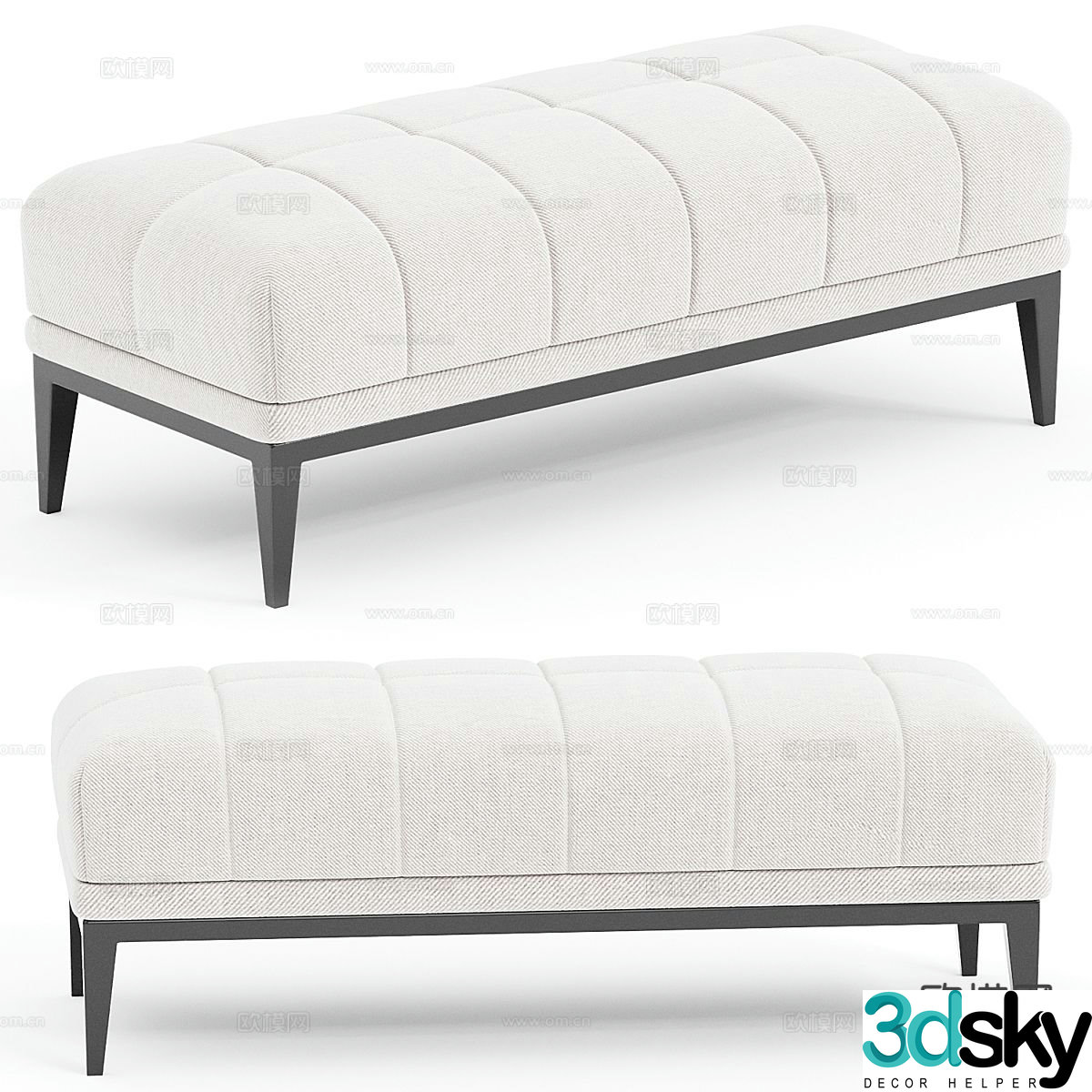 Bed end stool footrest sofa stool 3d model