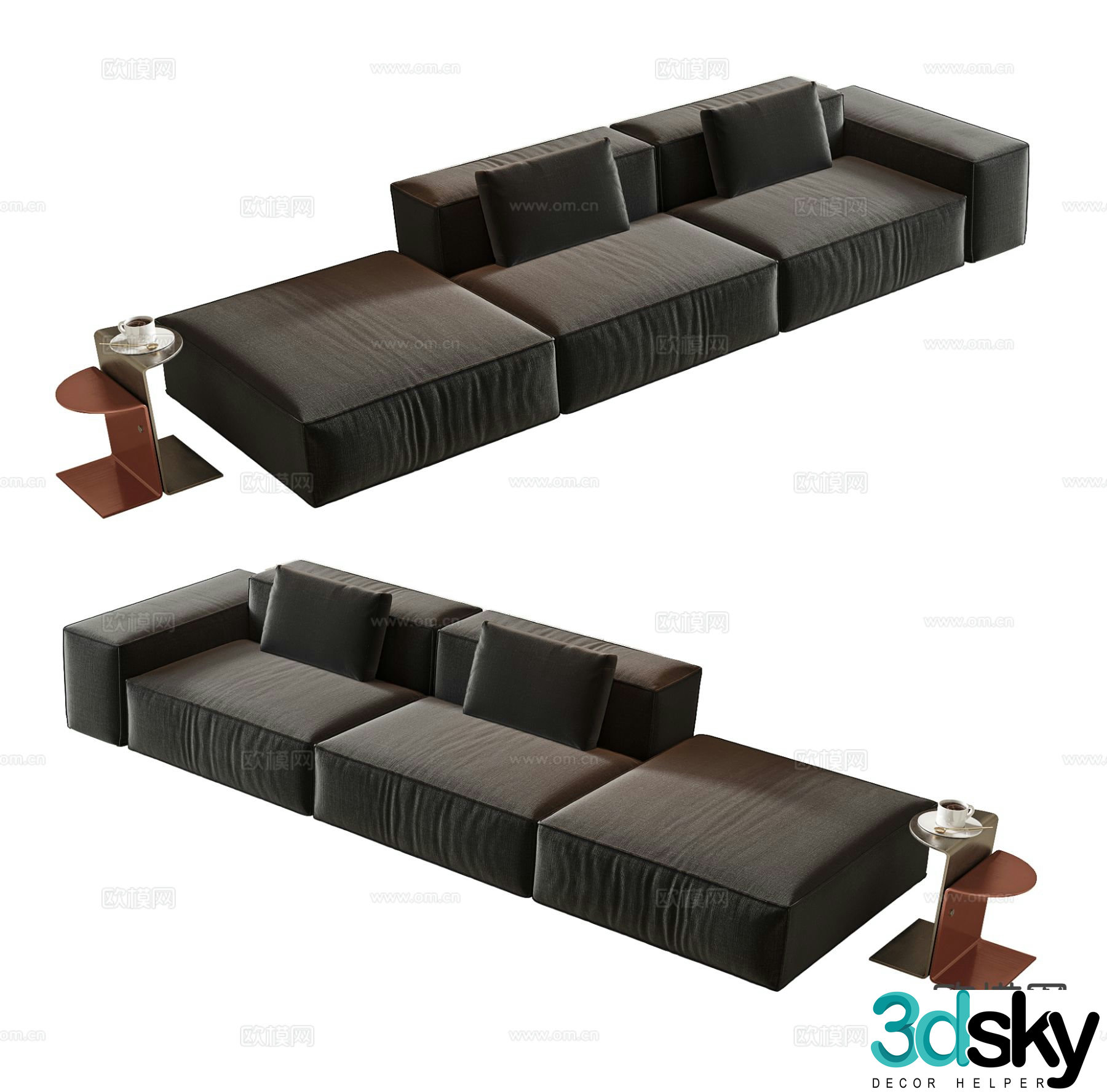 Three seater sofa upholstered sofa 3d model