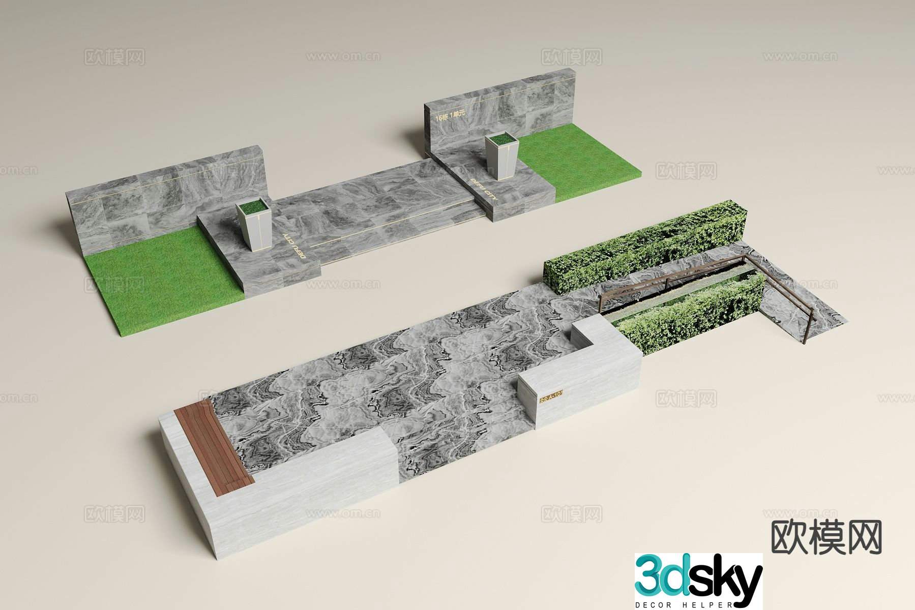 Stairs ramp landscape steps 3d model