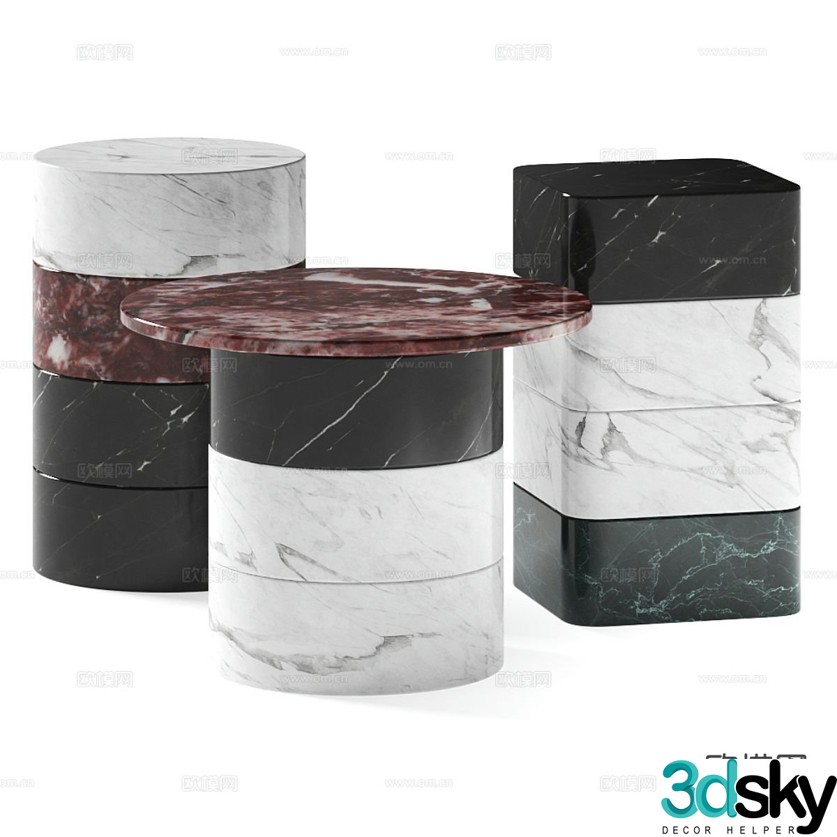 Round table square table side table table table 3D model