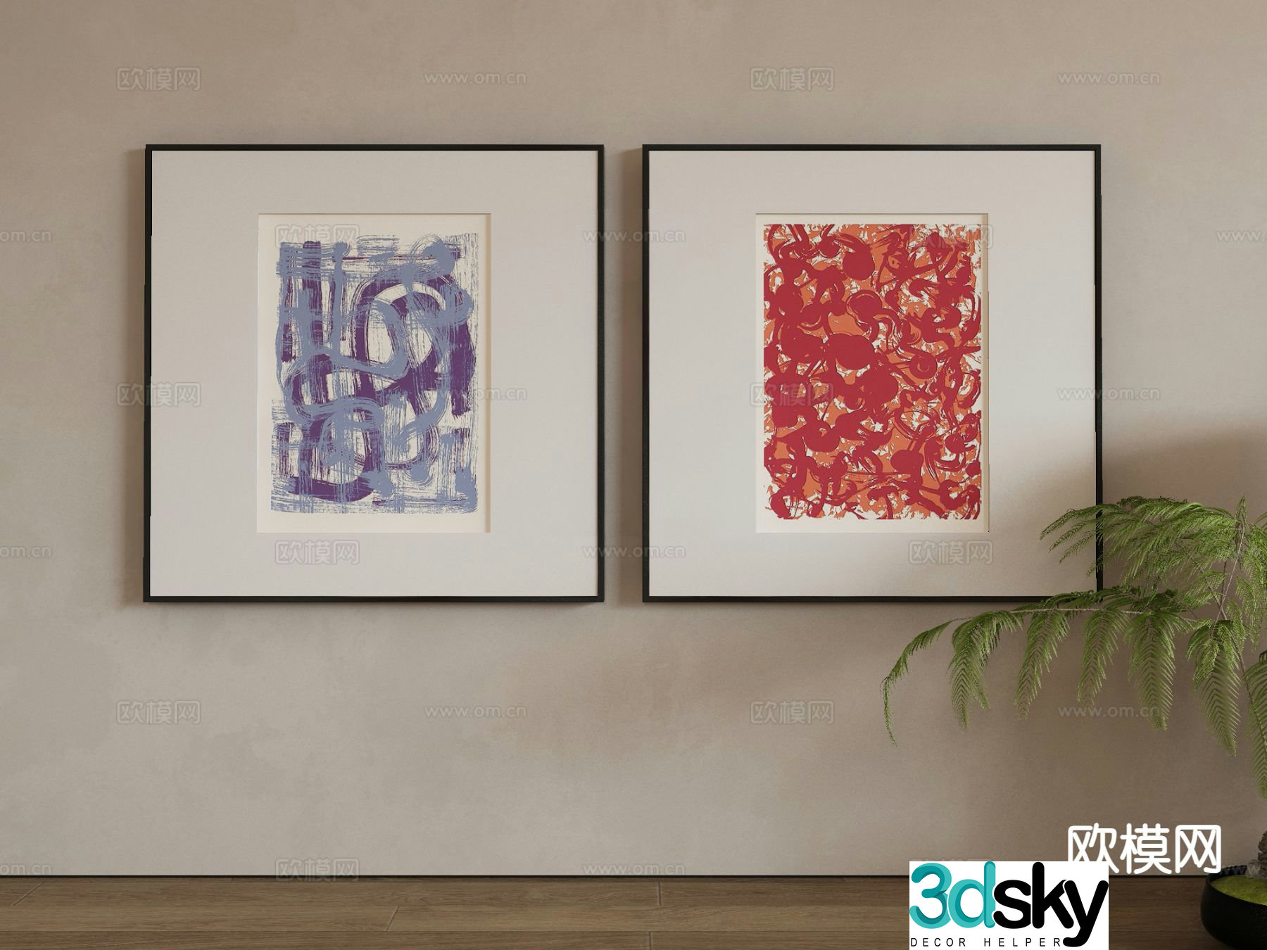 Modern art painting texture painting decorative painting 3d model