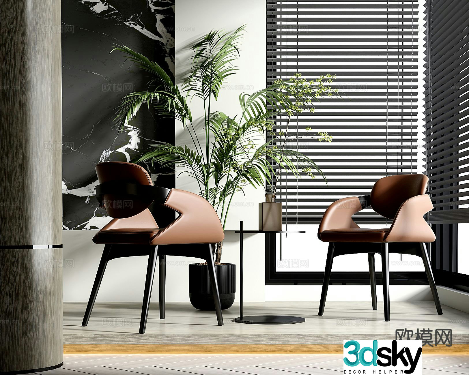 Italian style chair leisure chair dining chair 3d model