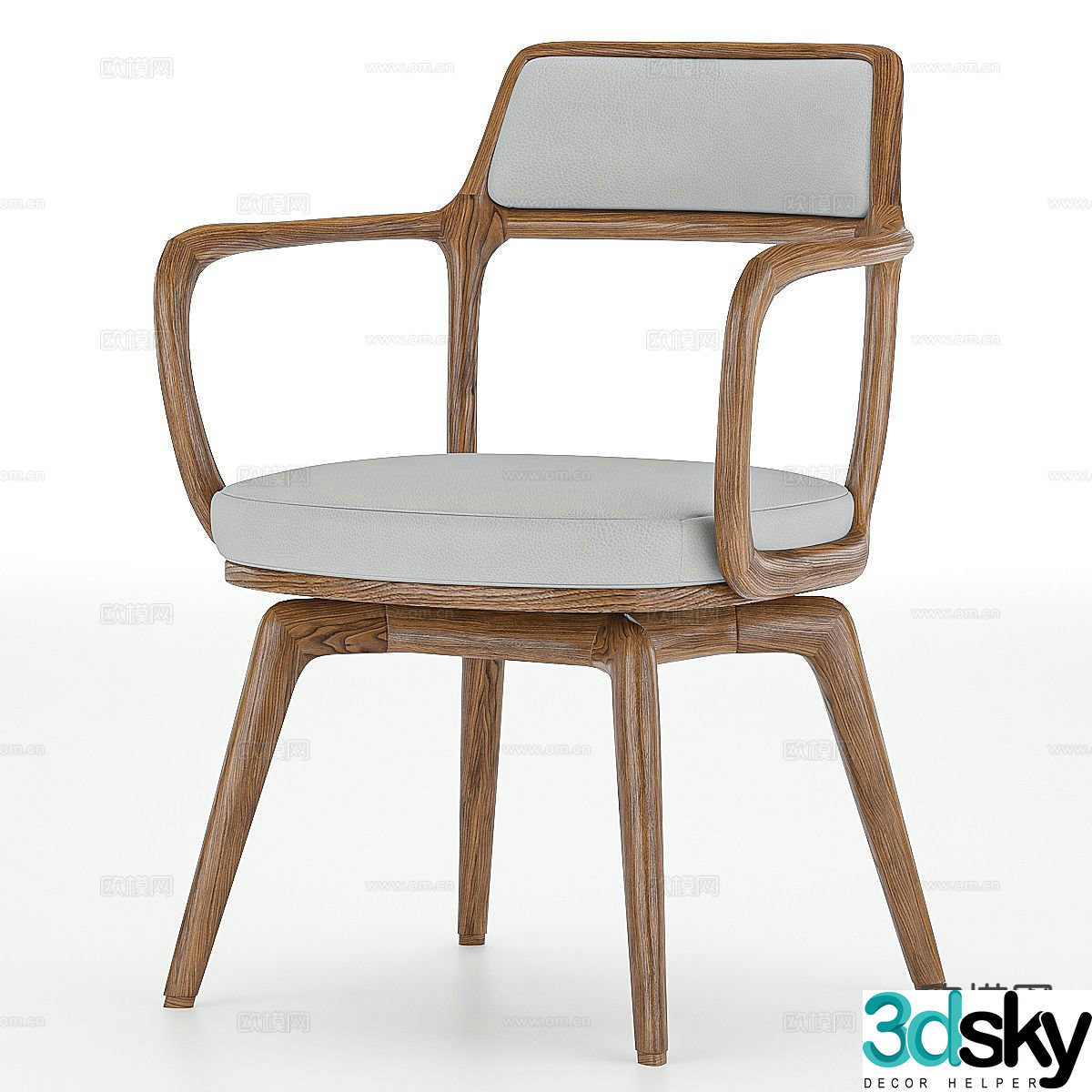 Log style armchair leisure chair 3d model