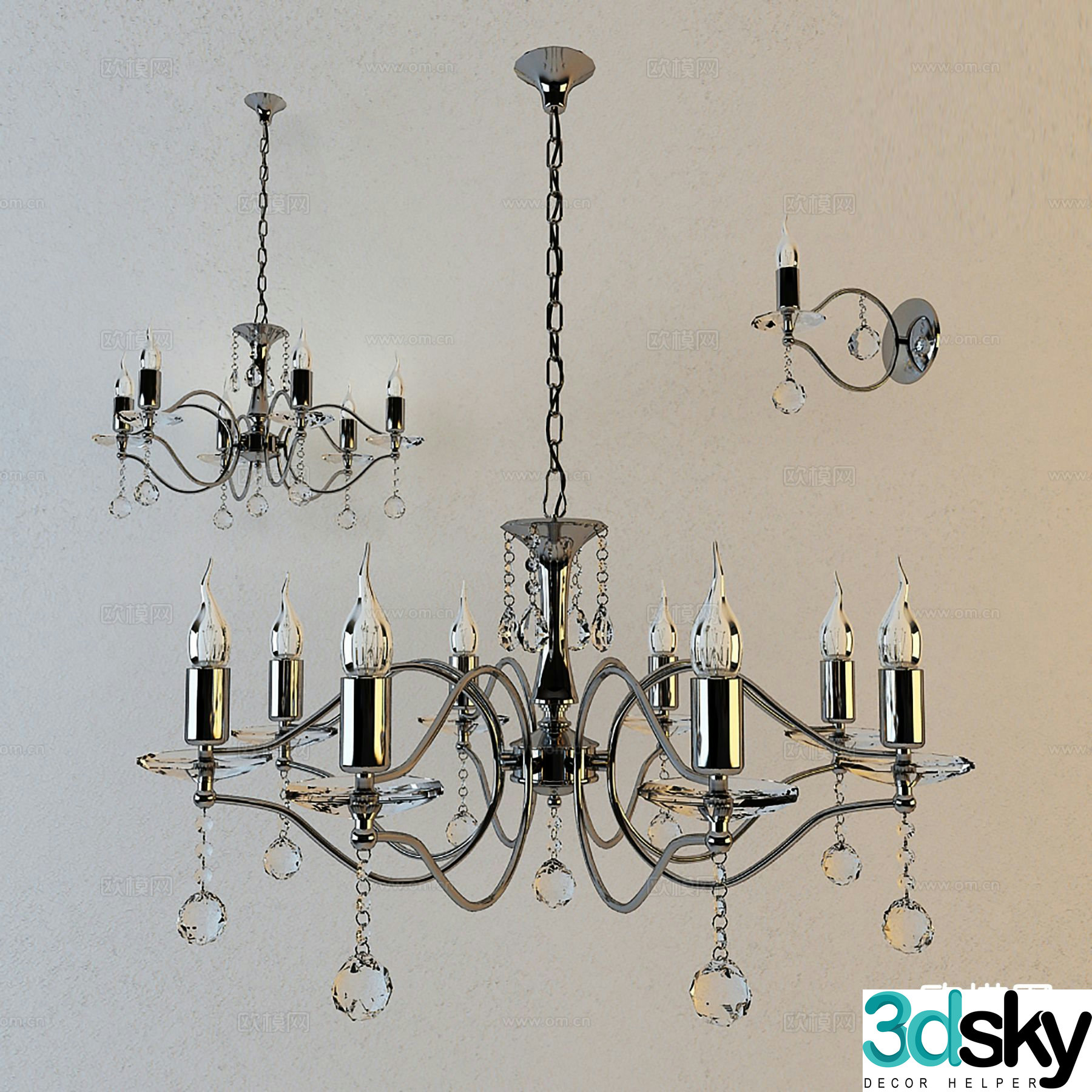 Simple European chandelier hall chandelier 3d model