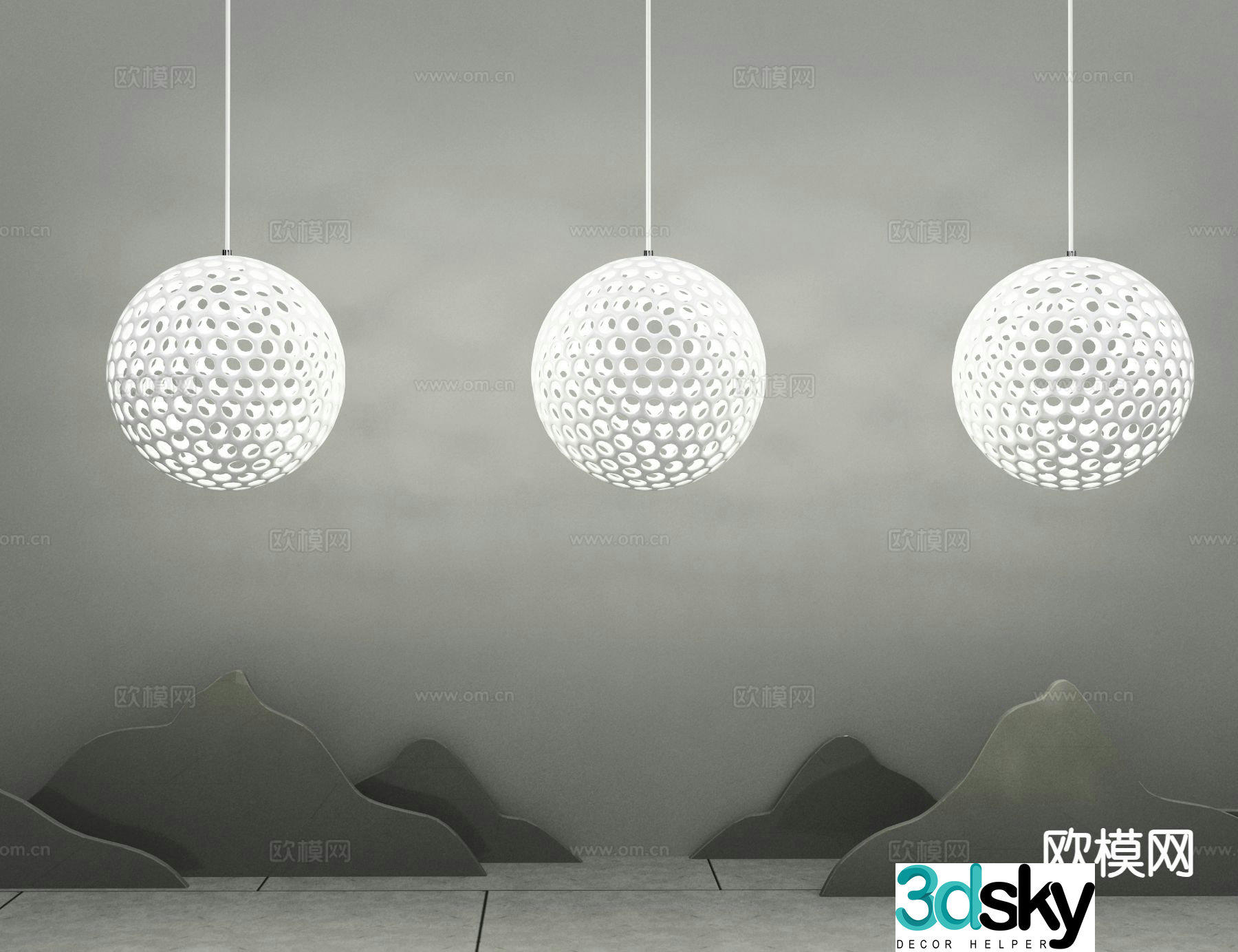 Spherical chandelier restaurant chandelier 3d model