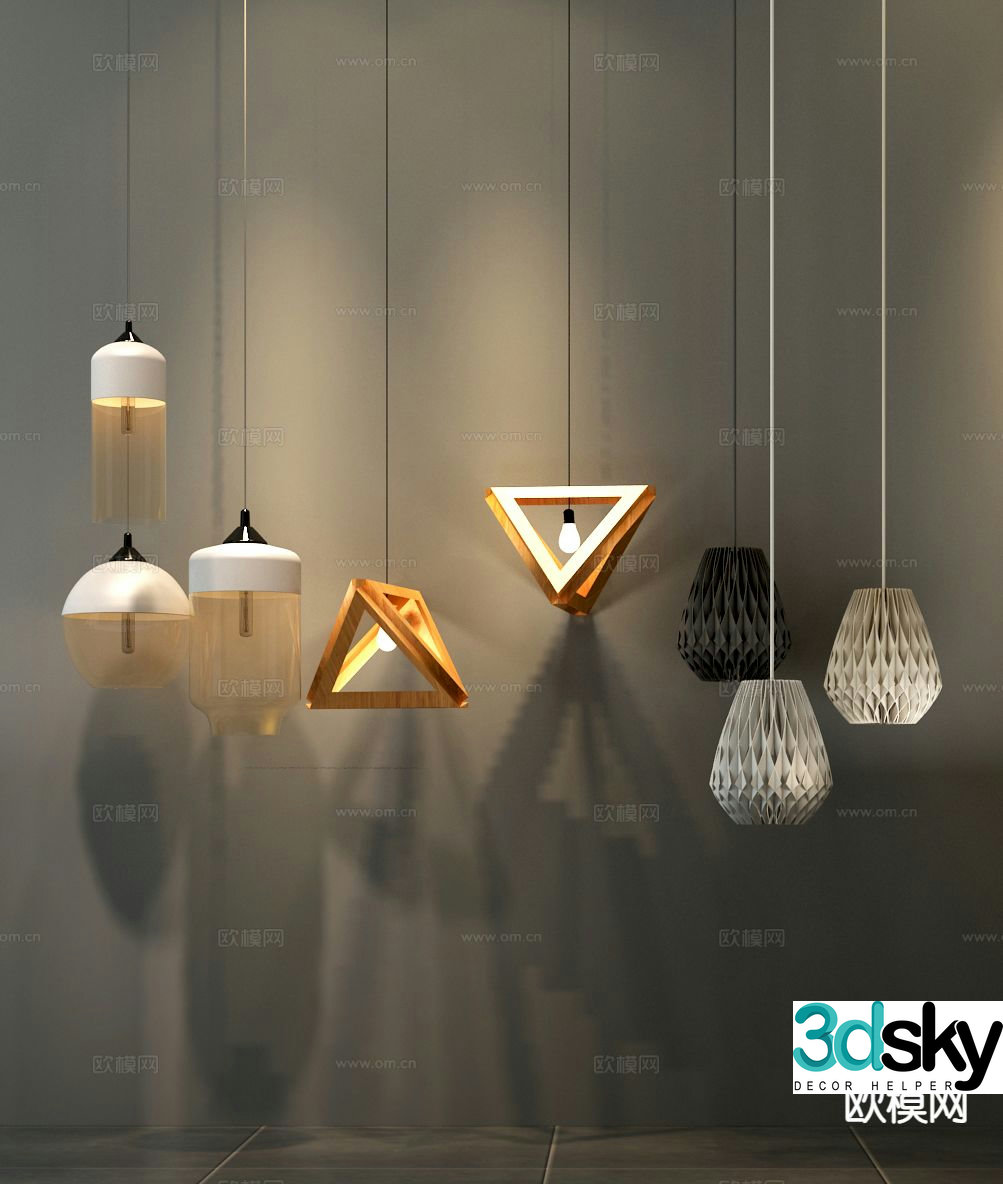 Modern bedside small chandelier 3d model