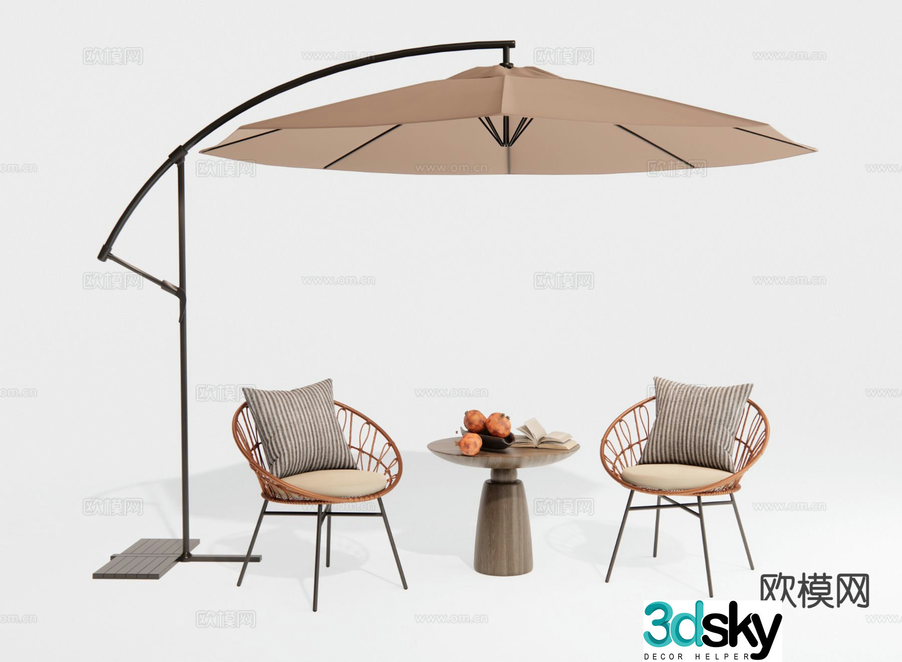 Outdoor chair patio chair rattan chair 3d model