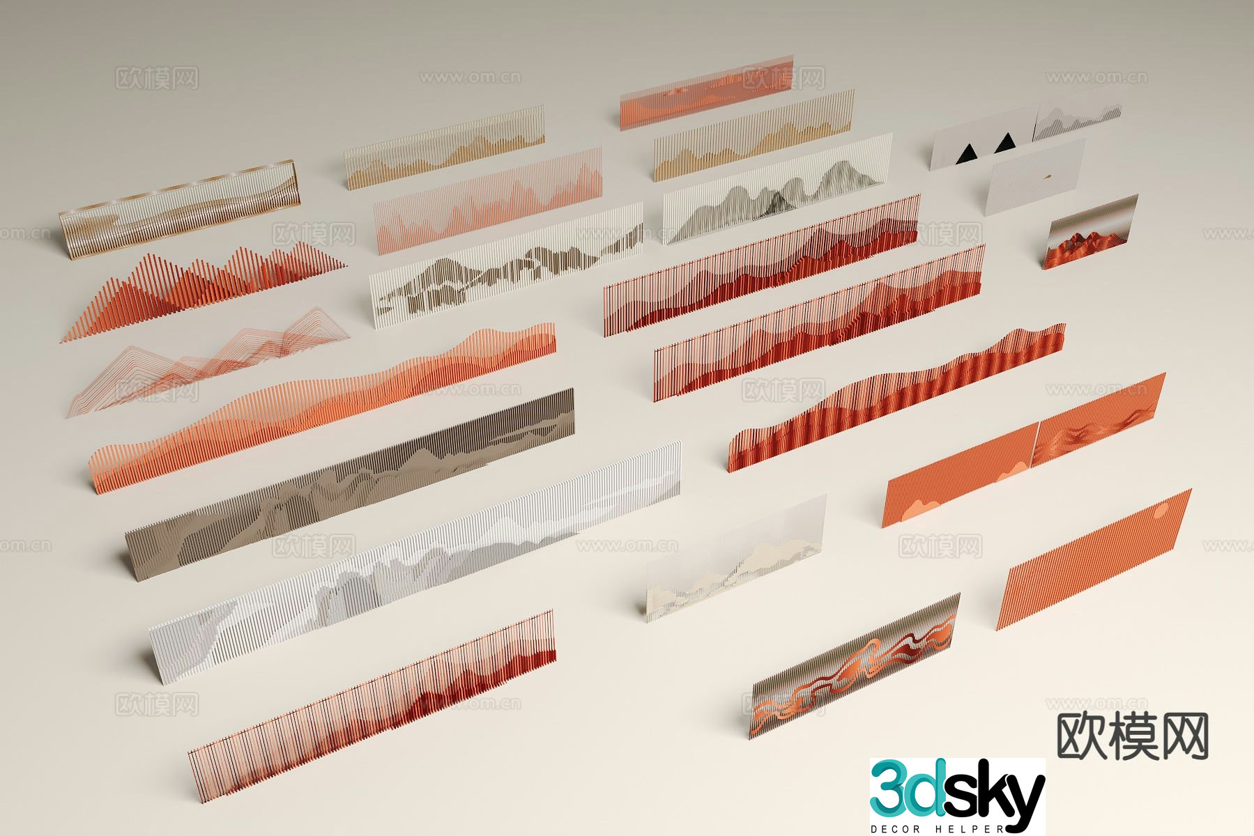 New Chinese style landscape wall park landscape wall 3D model