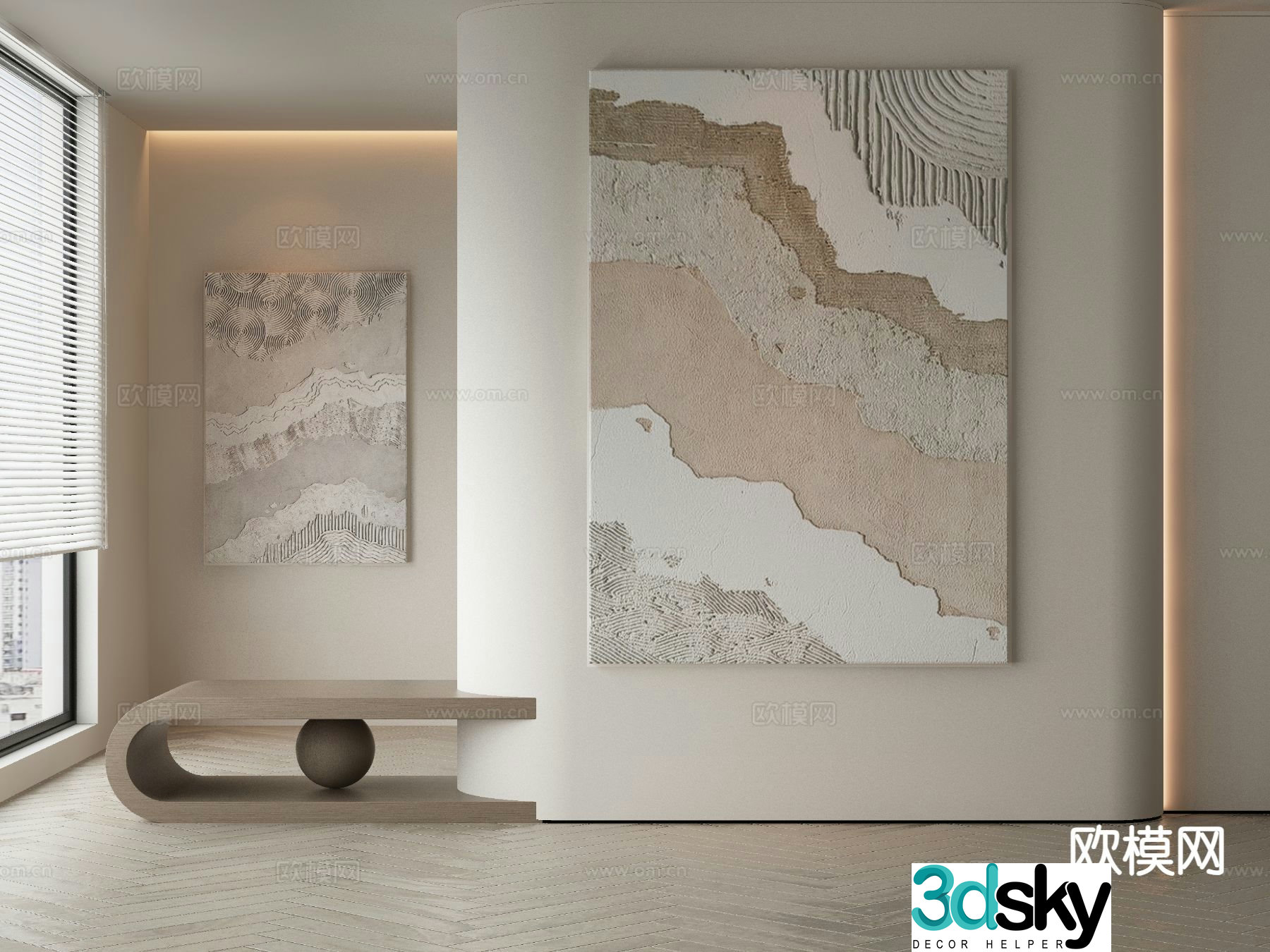 Wabi-sabi painting texture painting decorative painting hanging painting 3D model