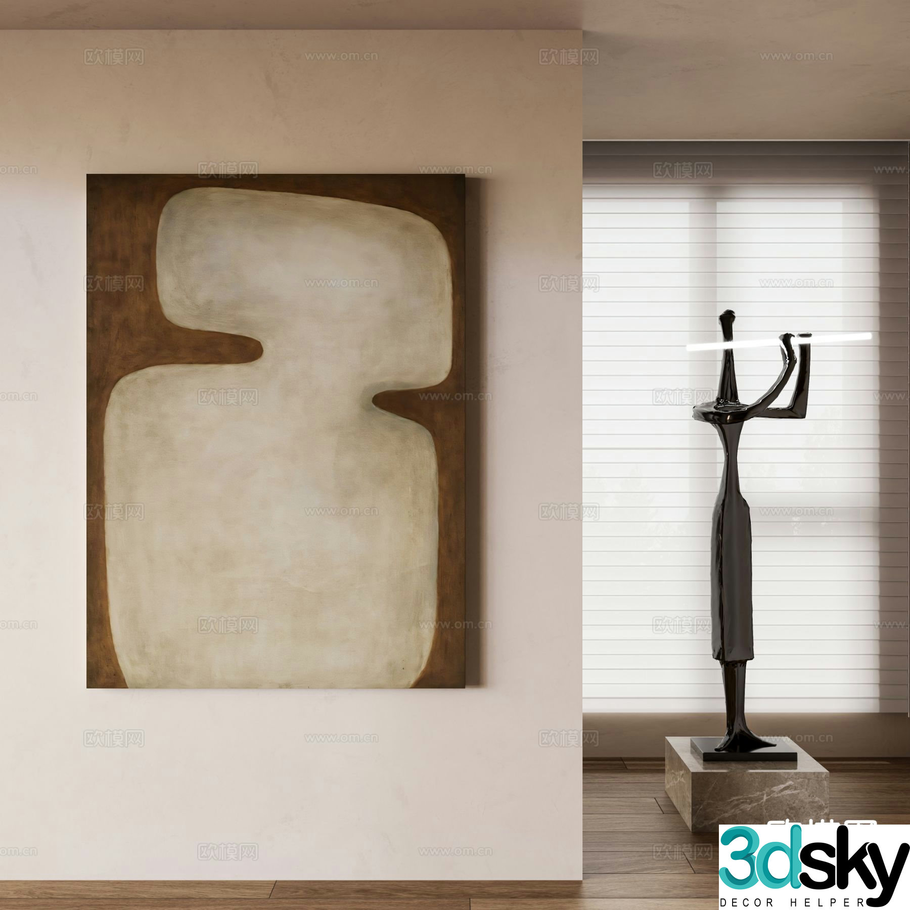 Medieval style abstract painting sculpture 3d model