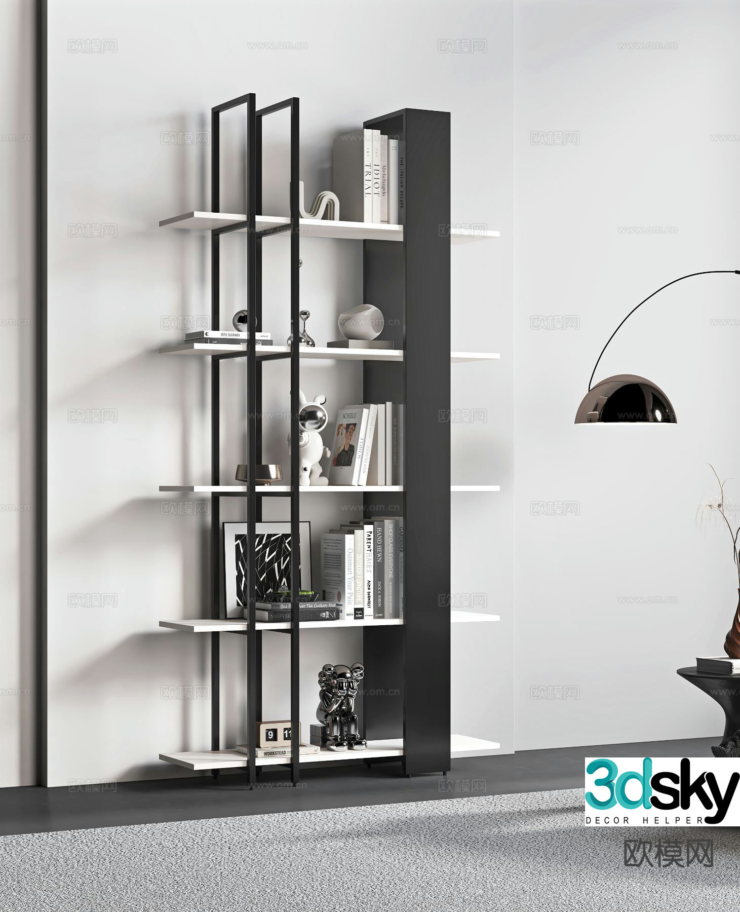 Modern bookshelf display rack 3d model