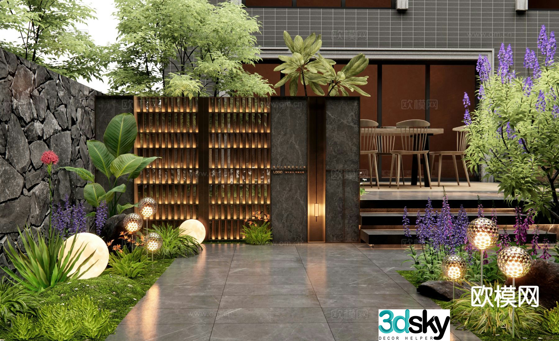 Modern courtyard landscape wall entrance landscape wall courtyard garden 3d model