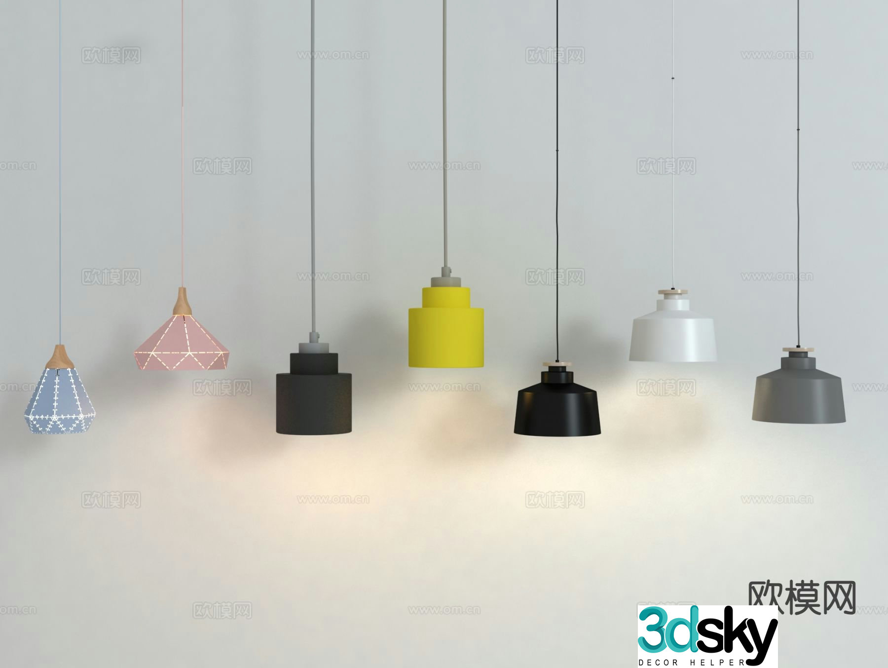 Nordic bedside small chandelier 3d model