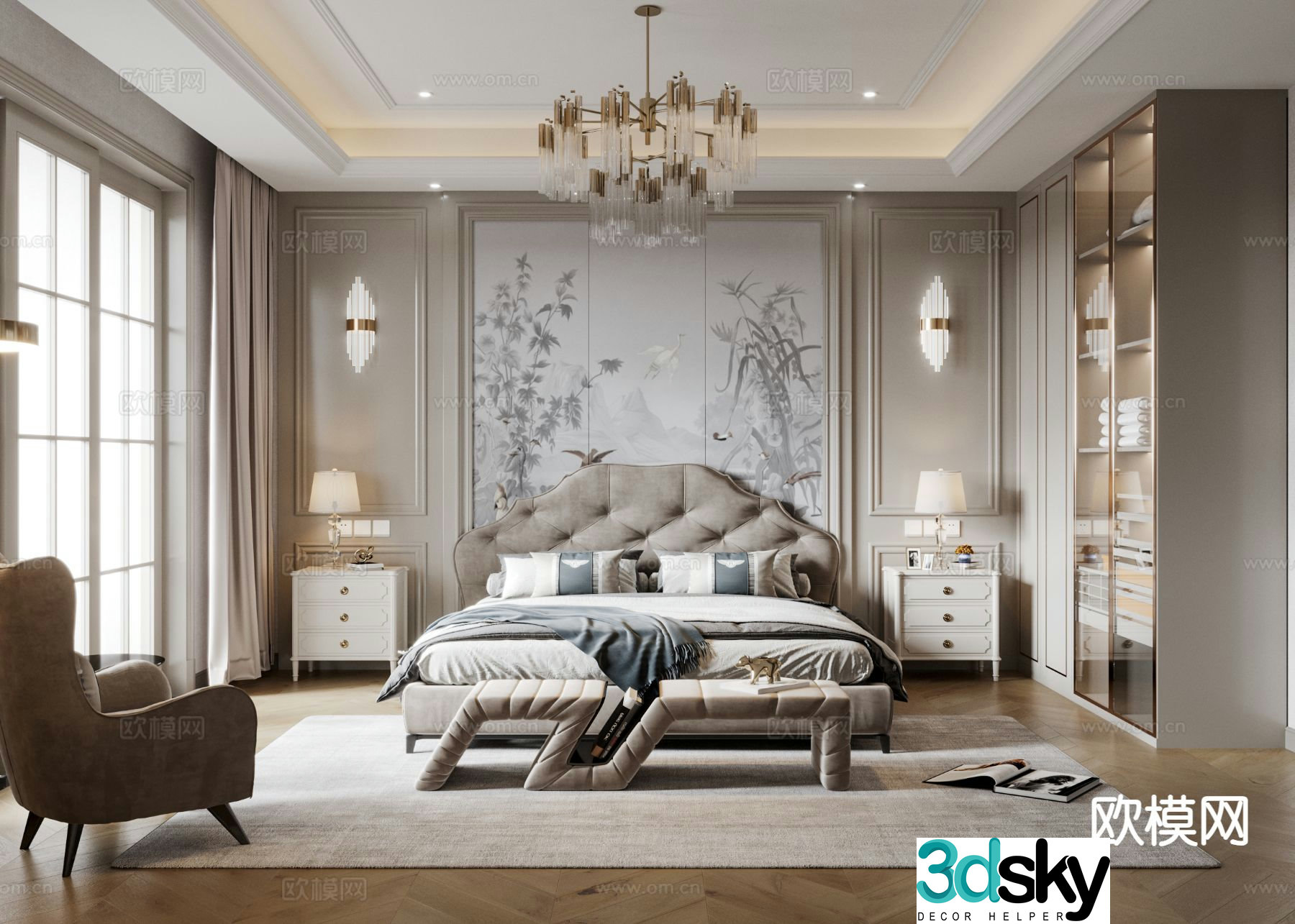 French bedroom master bedroom 3d model